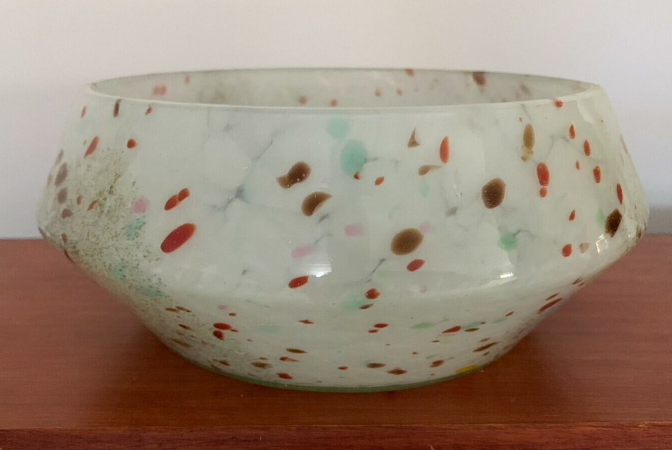 Antique Clichy France Spun Glass Bowl, Hand Blown 1860s French Art