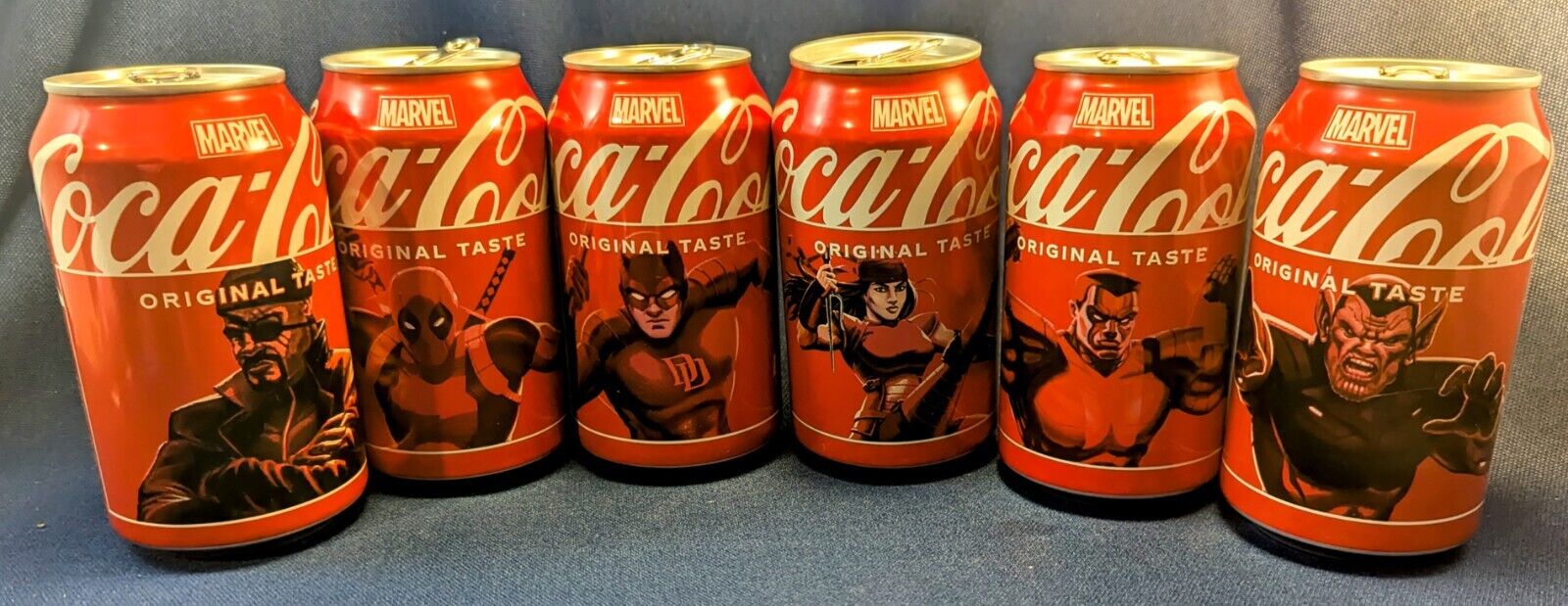 6pc Complete Set MARVEL AVENGERS 2024 Coca Cola Limited Edition EMPTY Cans HTF 1