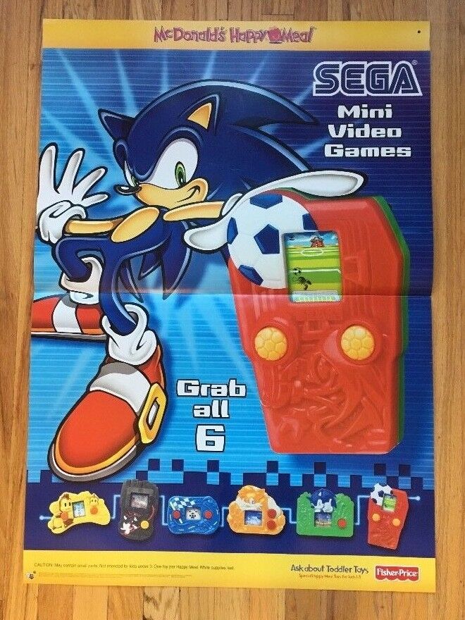 Sega McDonald\'s Happy Meal Poster w/ Sonic 2003 2 Foot By 3 Feet. .