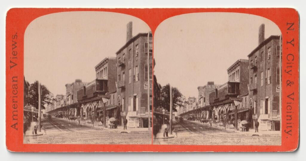 New York City Elevated Railroad 1870s E & H.T. Anthony Stereoview 