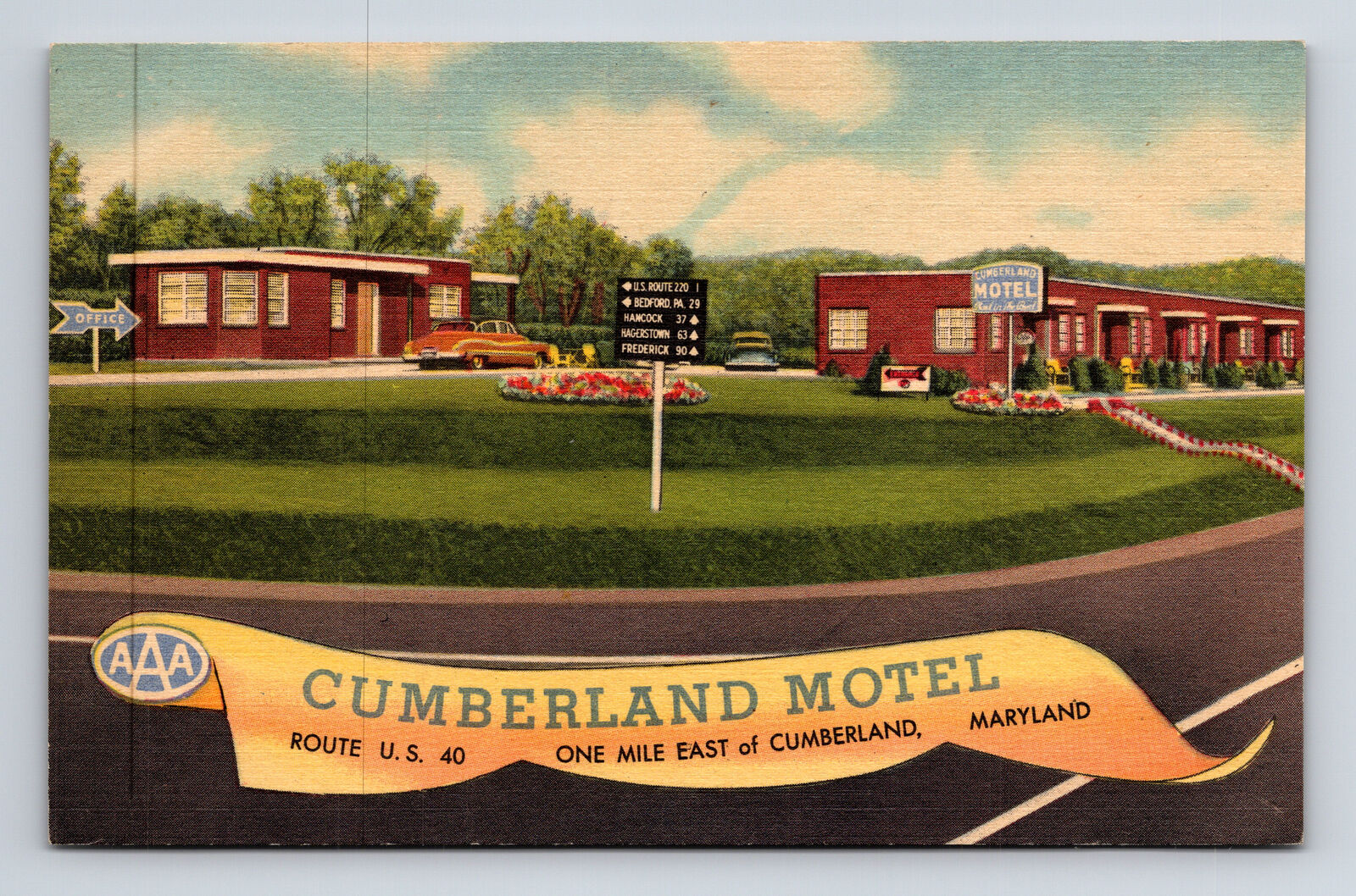 Cumberland Motel US Rte 40 Cumberland Maryland MD Roadside America Postcard