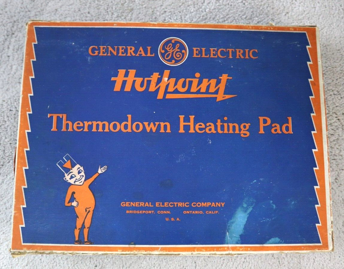Vintage GE Hotpoint Heating Pad Orange In Original Box N.P 58065-A Untested
