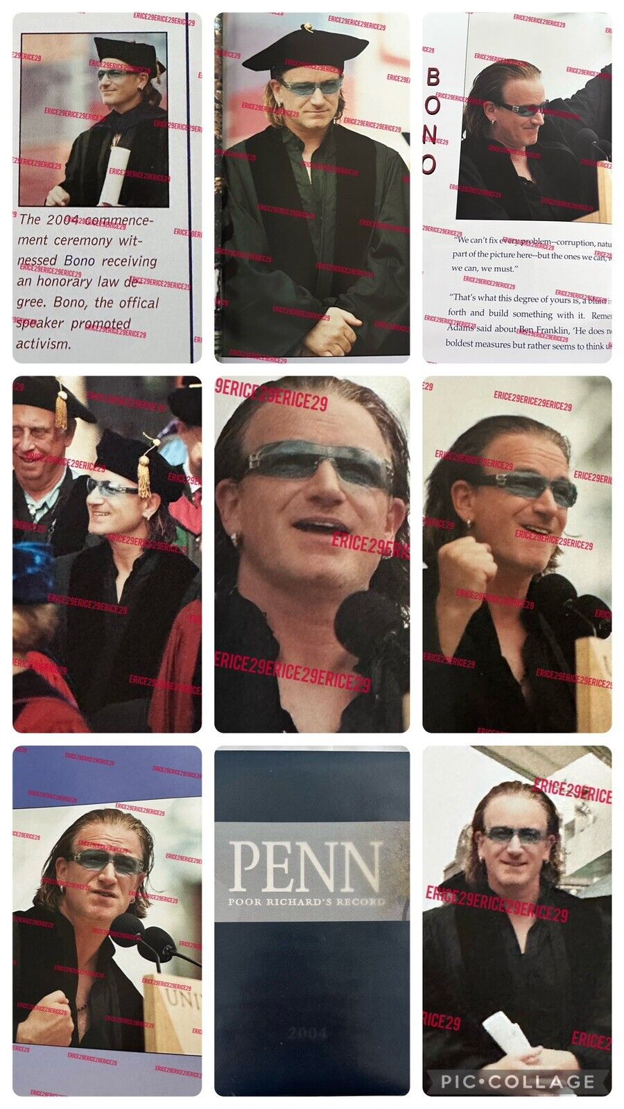 2004 University Of Pennsylvania Penn Yearbook - 8 Photos BONO U2 Commencement