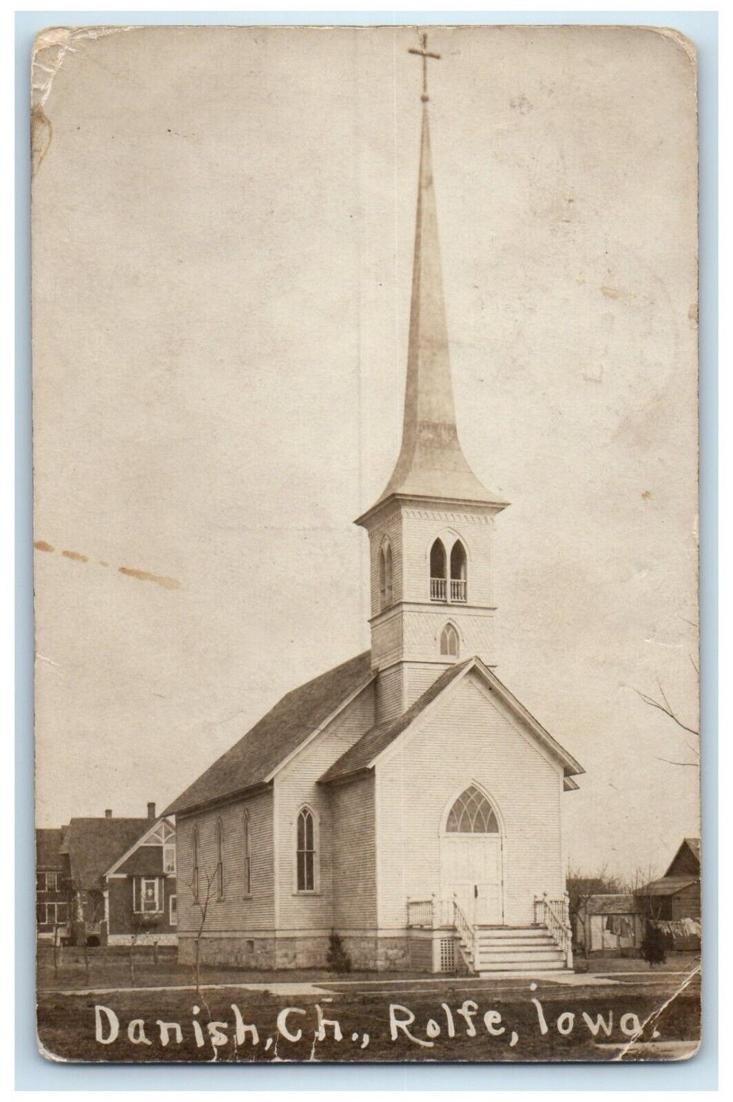 c1910's Danish Church Front View Rolfe Iowa IA RPPC Photo Antique Postcard
