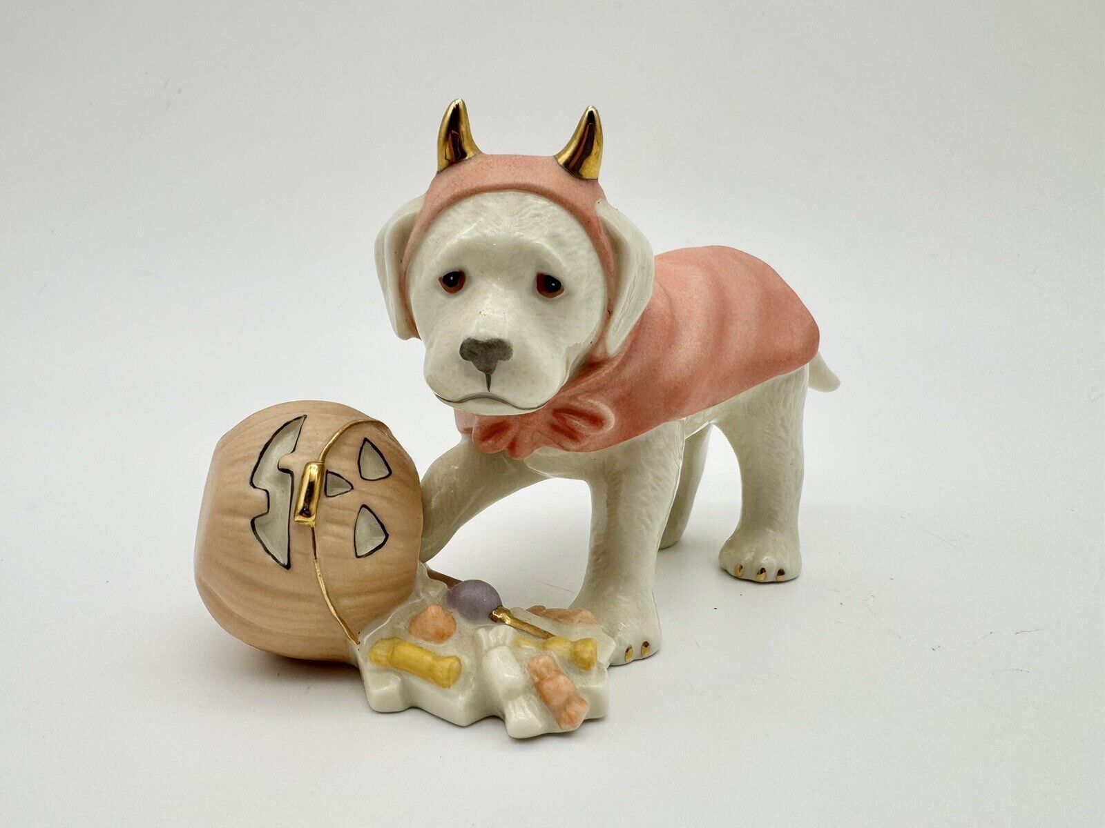 Lenox Puppy Sweet Little Devil Labrador Halloween Dog Pumpkin Gold Accents