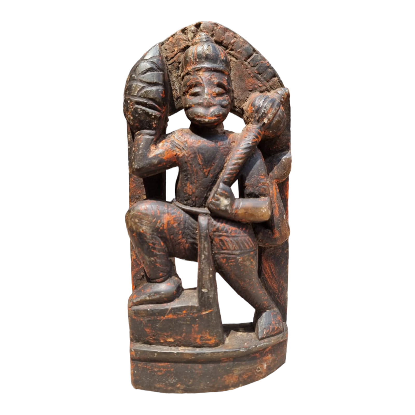 1850's Old Antique Black Stone Hand Carved Monkey God Hanuman ji Figure / Statue