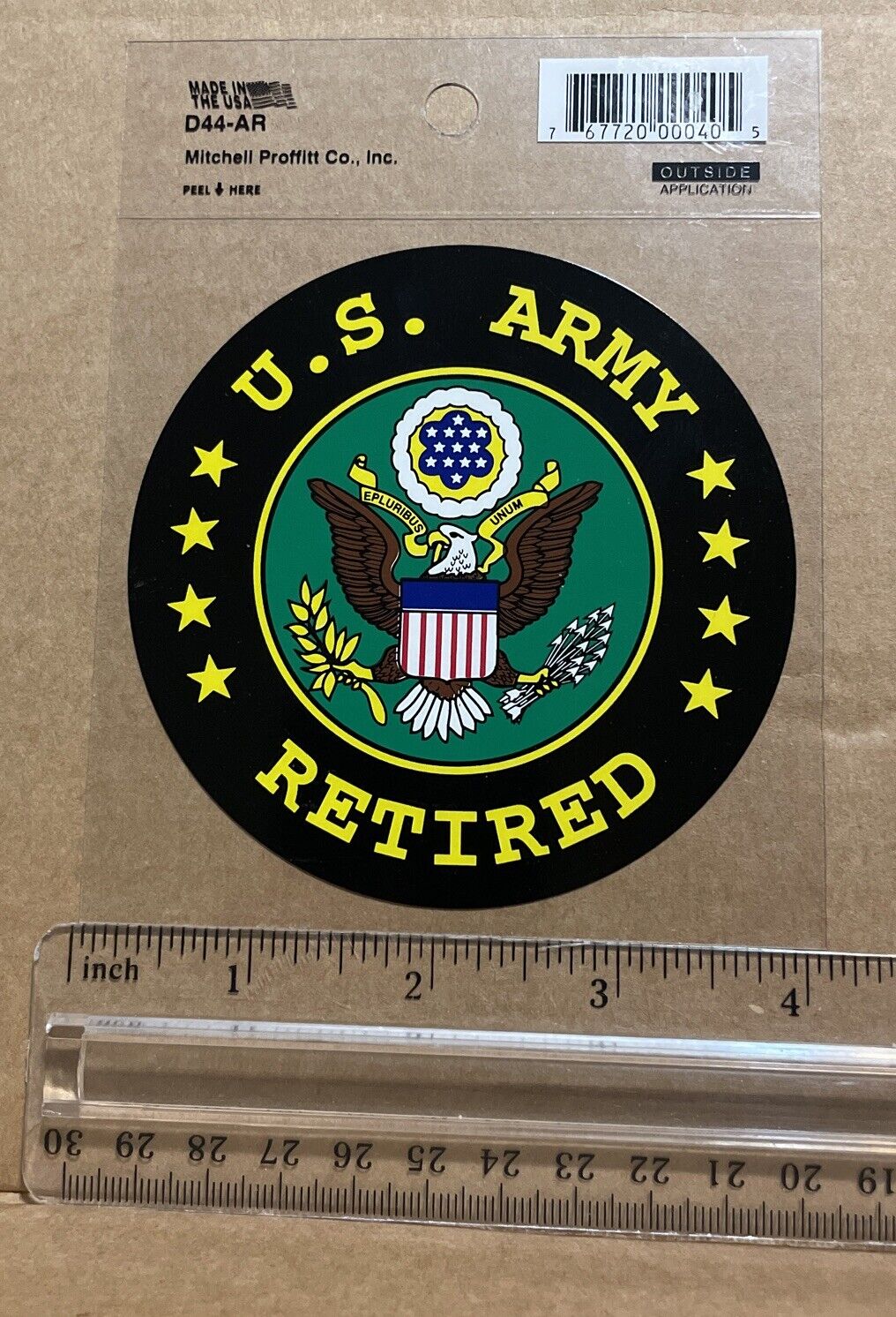 United States Army Retired Car Decal D44-AR New 4 Inches