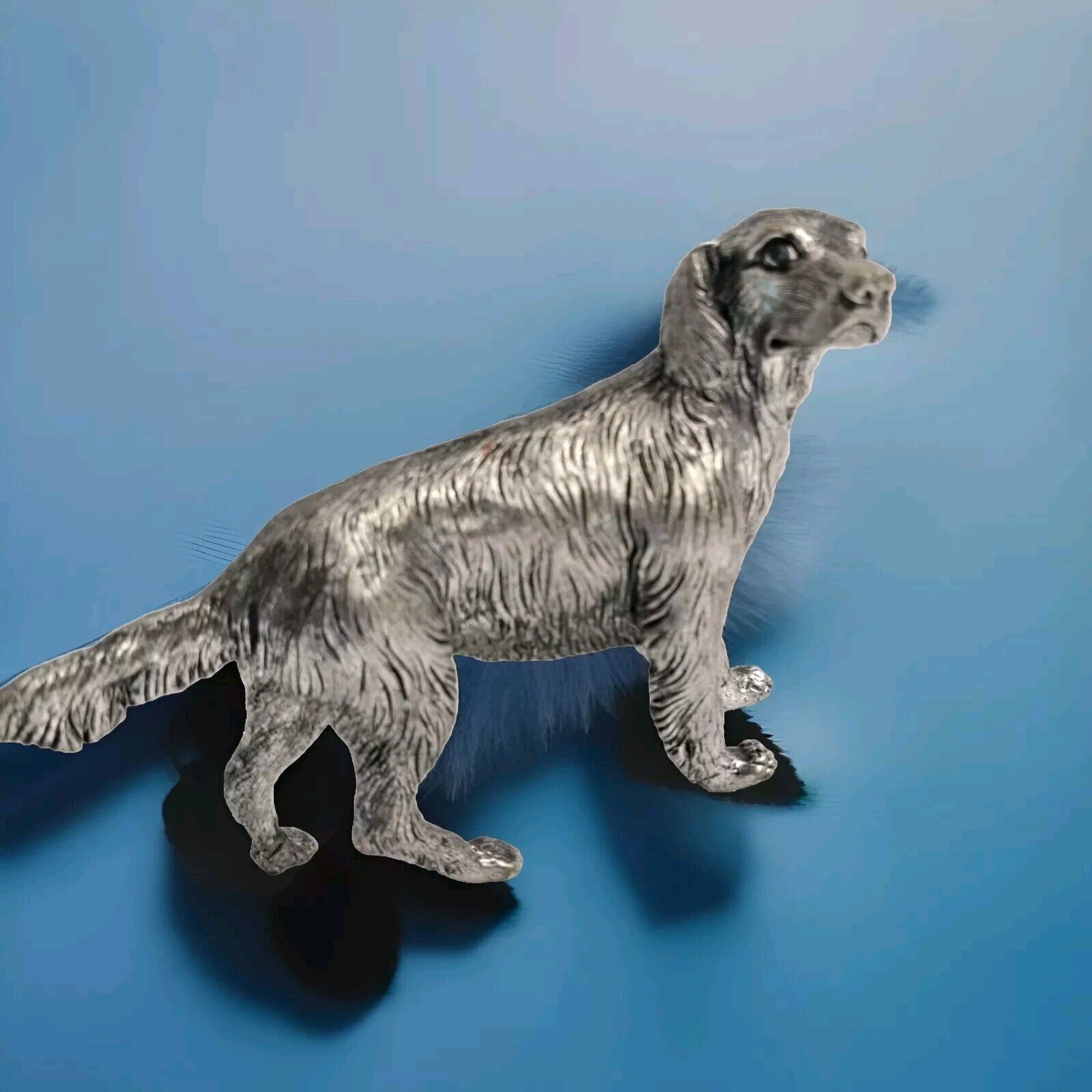 Vintage Quality Made Silver Plated Irish Setter Dog Figurine Heavy Cast Desktop 
