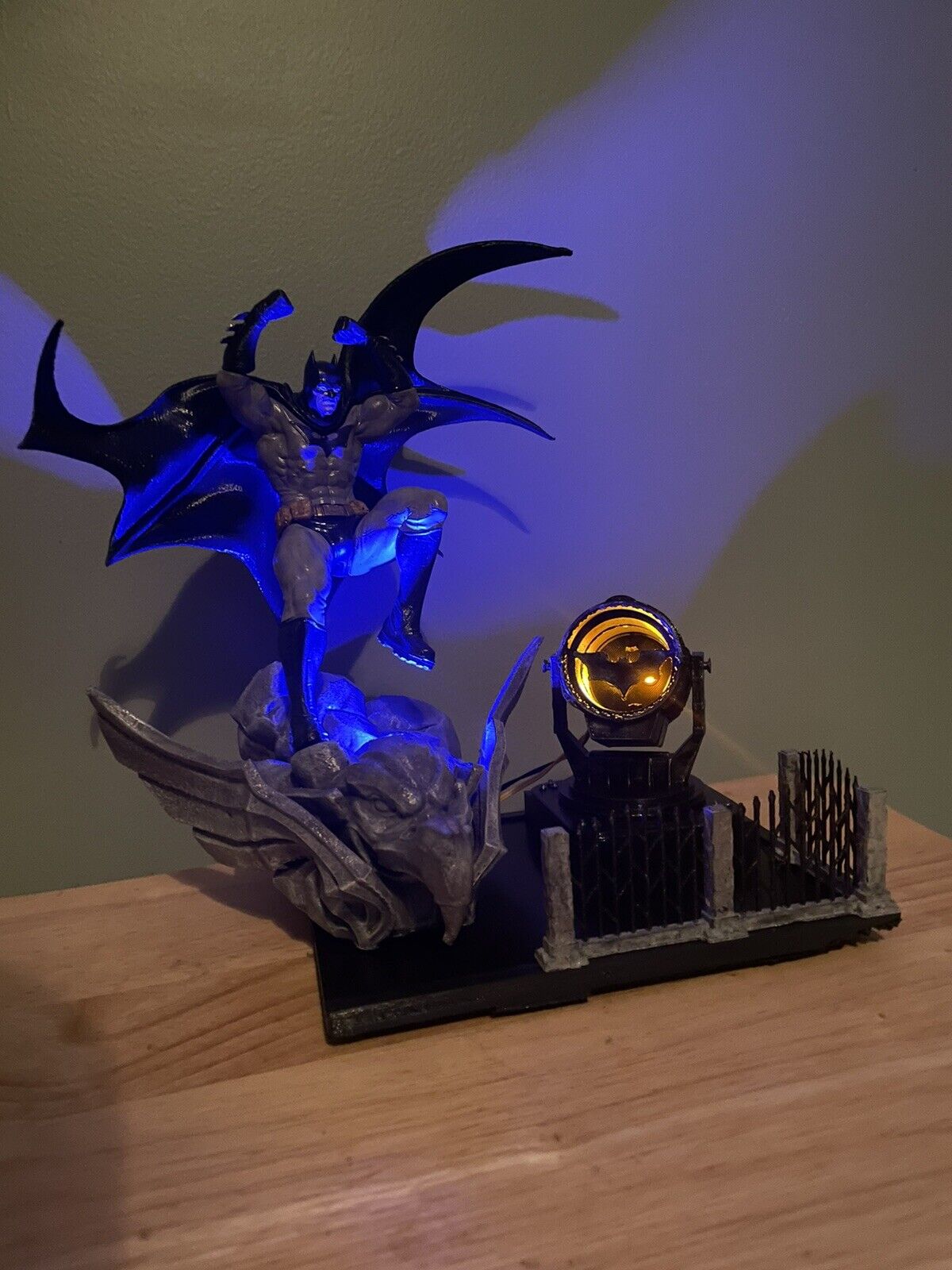 Batman Diorama Resin Printed Model Lighted Approx 12”tall X 10”wide X11”long