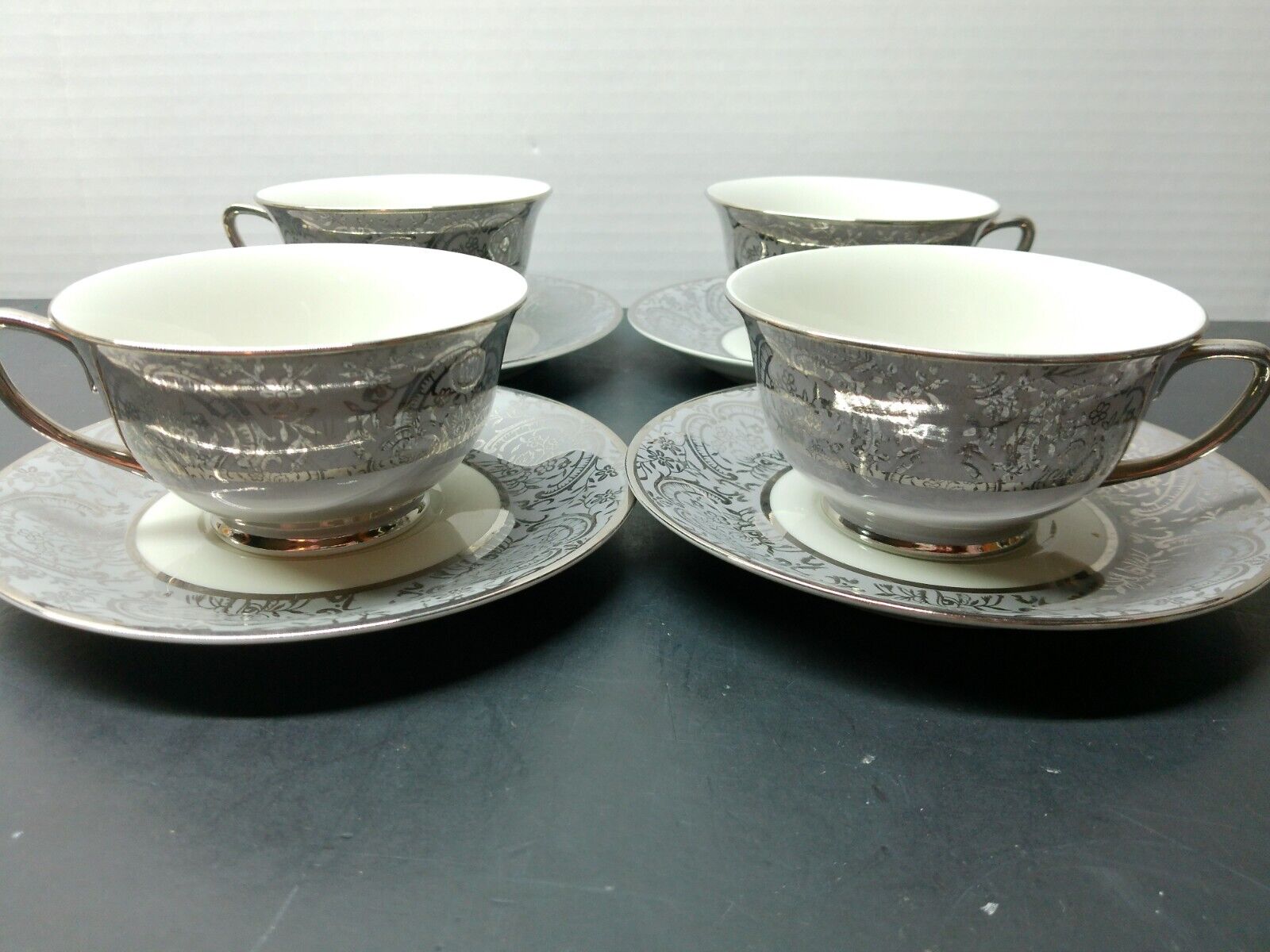 Vogue Silver Lace Cup & Saucer Set of 4
