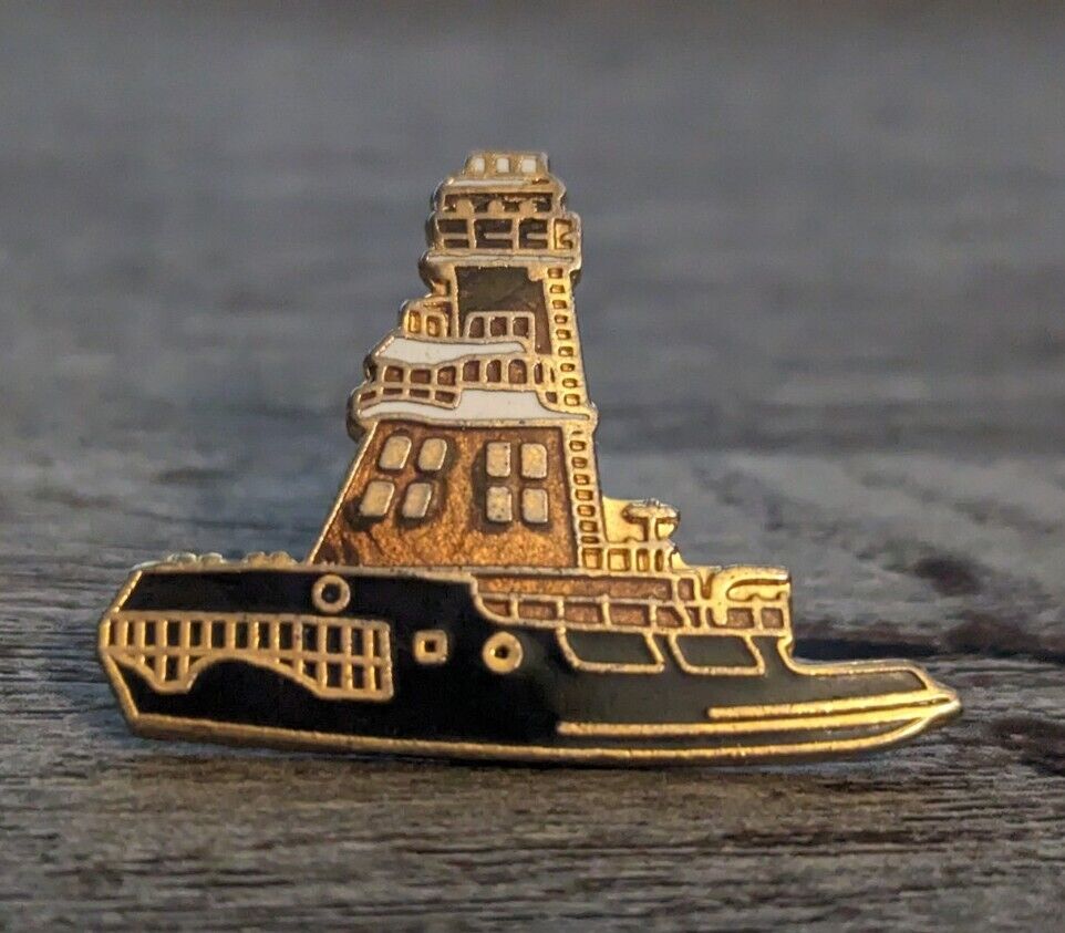 Tugboat Marine Vessel Vintage Gold-Tone Collectible Lapel Pin