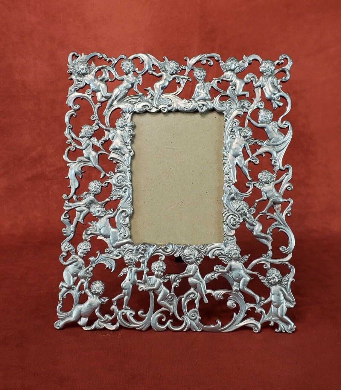 Vintage Seagull Pewter Cherubs Picture Frame