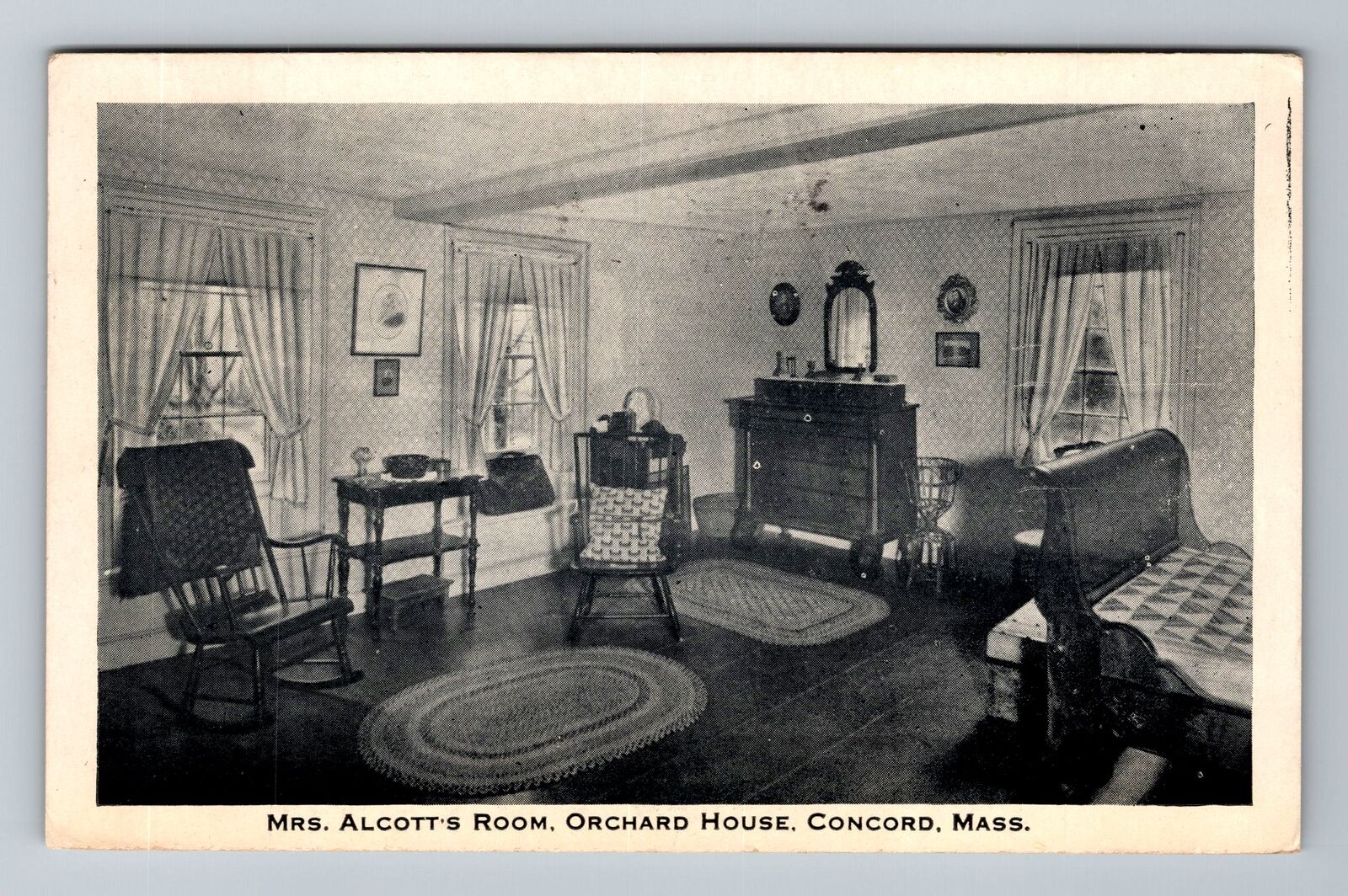 Concord MA-Massachusetts, Orchard House, Alcott's Room c1937 Vintage Postcard