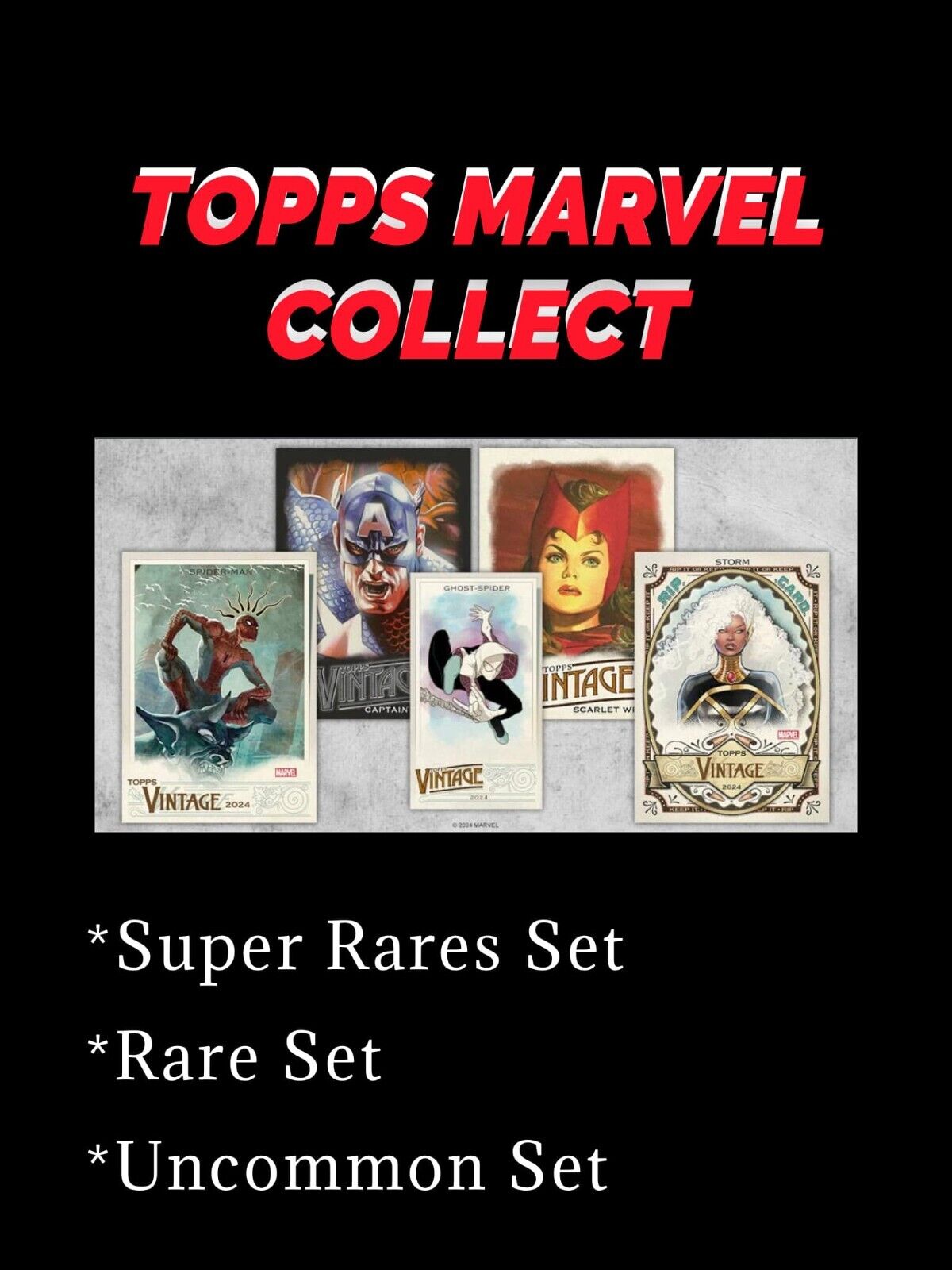 Topps Marvel Collect VINTAGE \'24 SR/R/UC (104 DIGITAL CARDS)