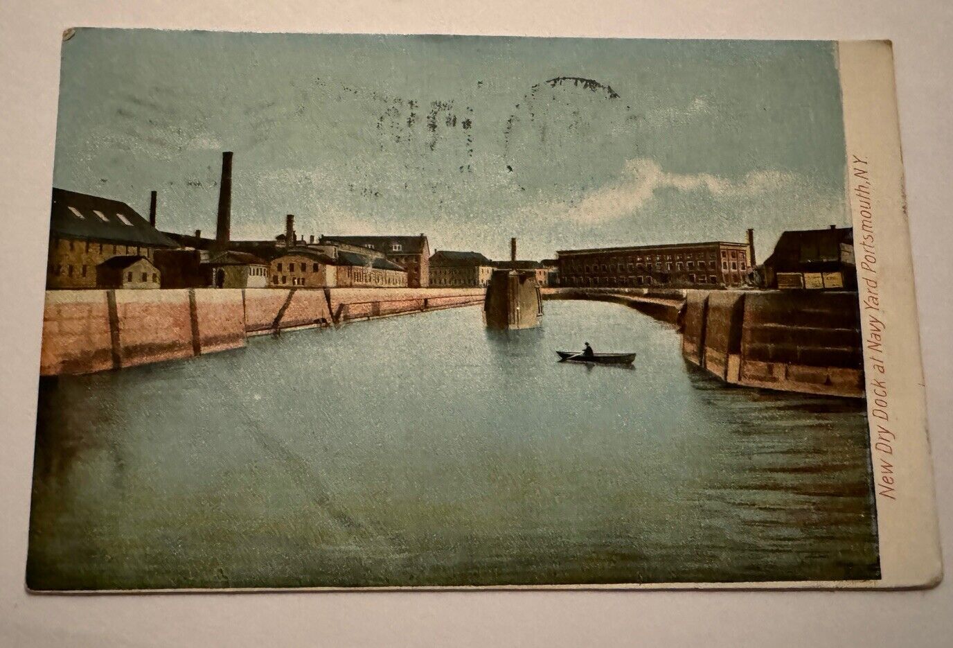 New Dry Dock At Navy Yard Vintage Souvenir Postcard 1910 Portsmouth NY Error NH?