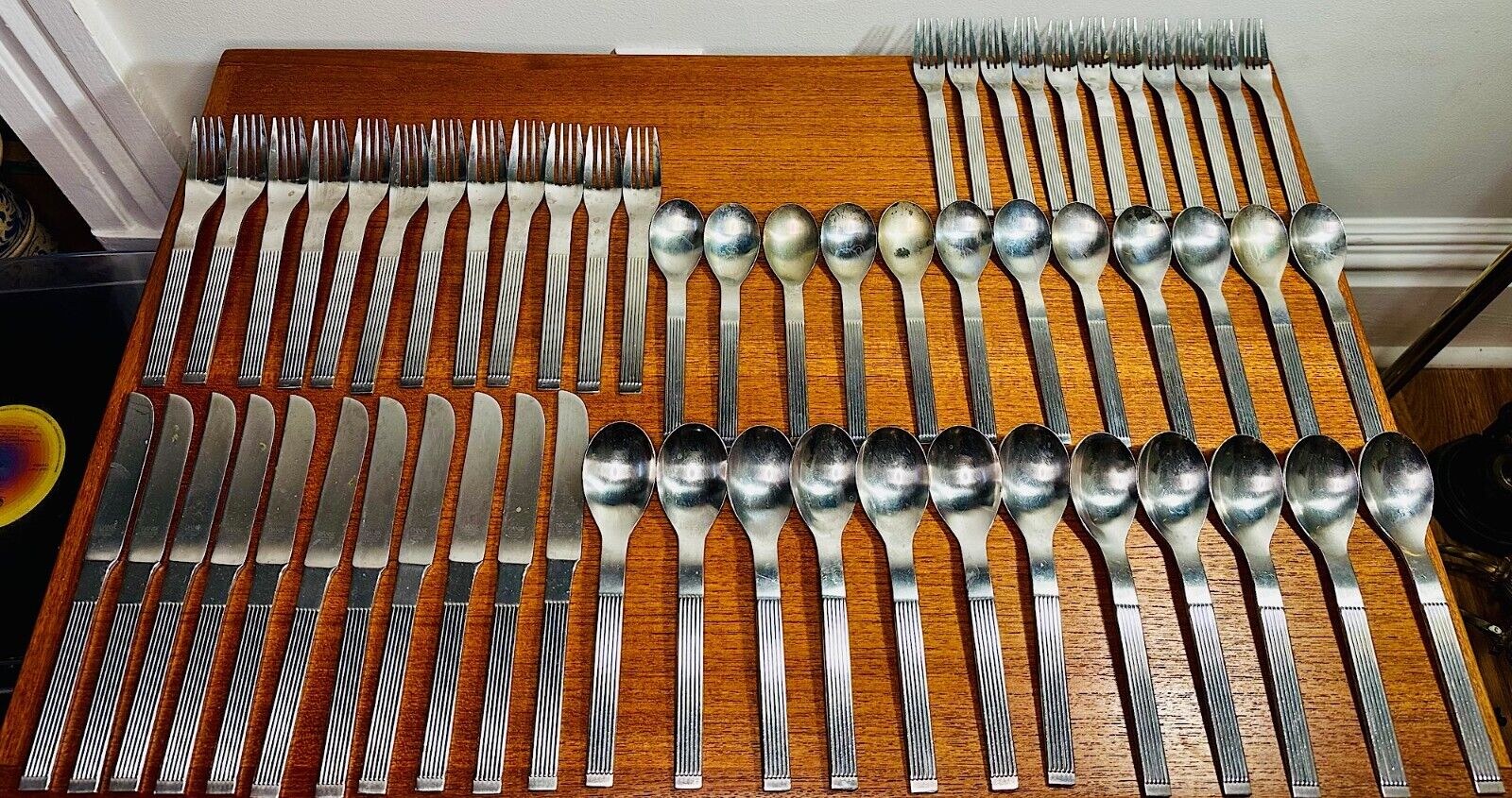 58 Pcs Dansk Thebes Stainless Flatware Knives Forks Spoons (11-12 Place Setting)