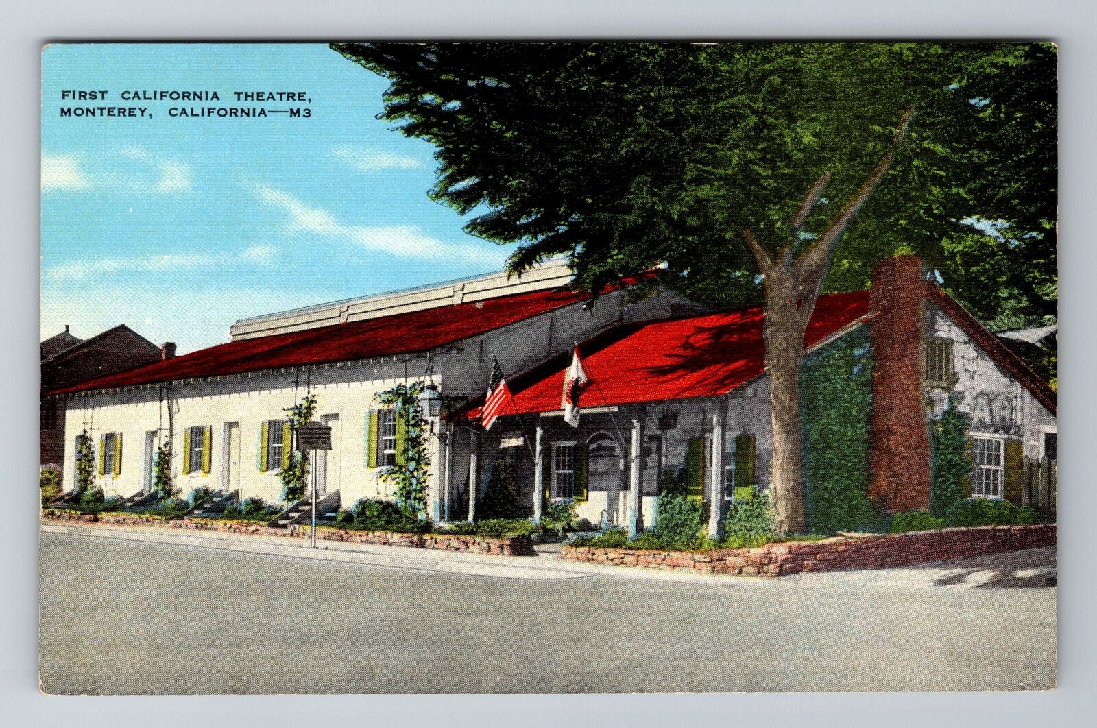 Monterey CA-California, First California Theatre, Antique, Vintage Postcard