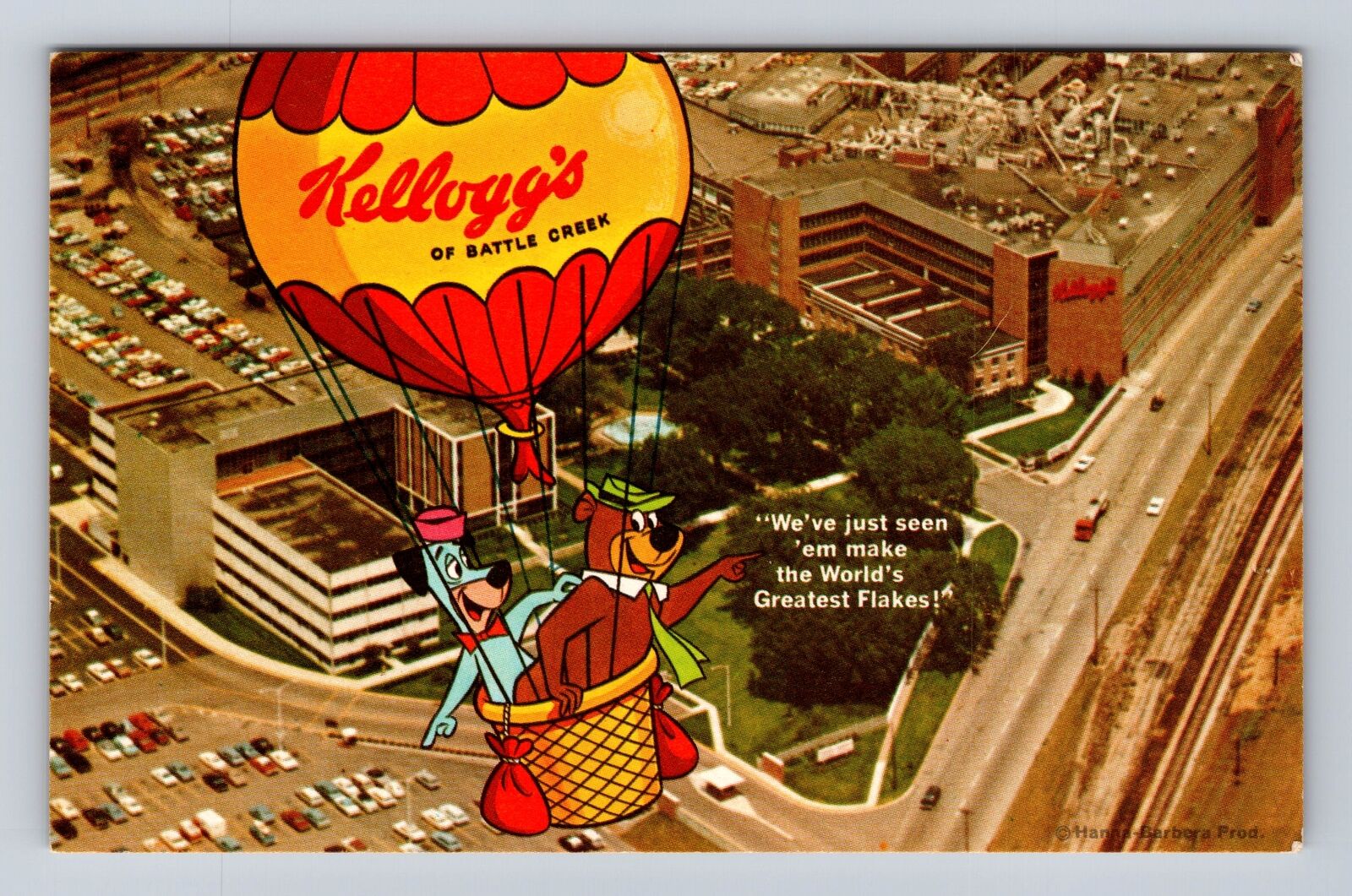 Battle Creek MI-Michigan, Aerial View Kellogg Company, Antique Vintage Postcard