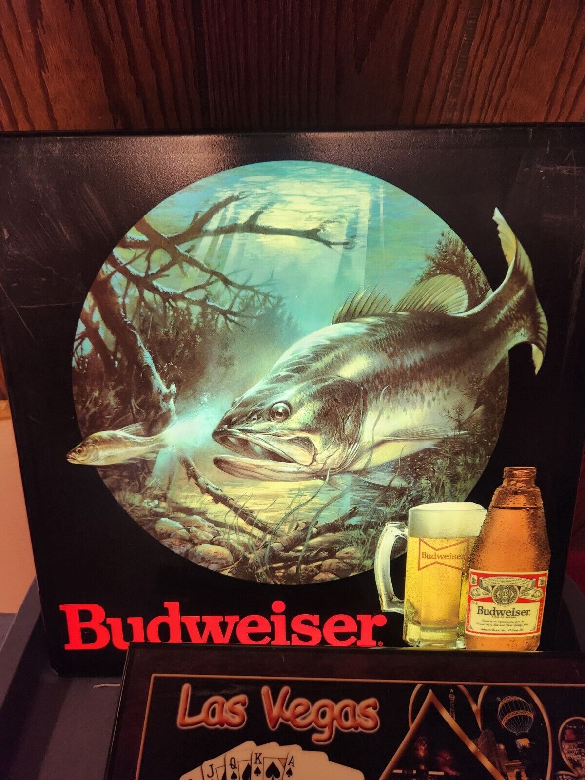 Vintage  Budweiser Beer Fish Lighted Beer Sign  18x18