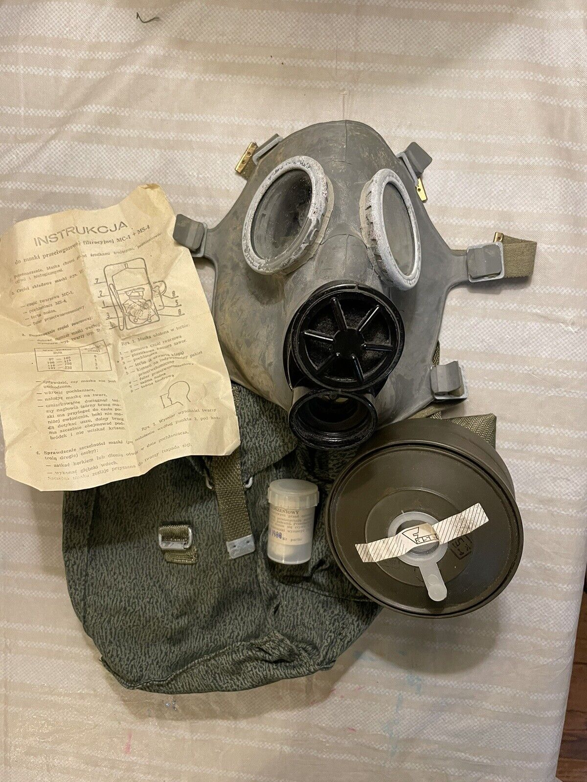 Genuine Vintage Russian Gas Mask, Bag, Canister, Instructions, See Pictures