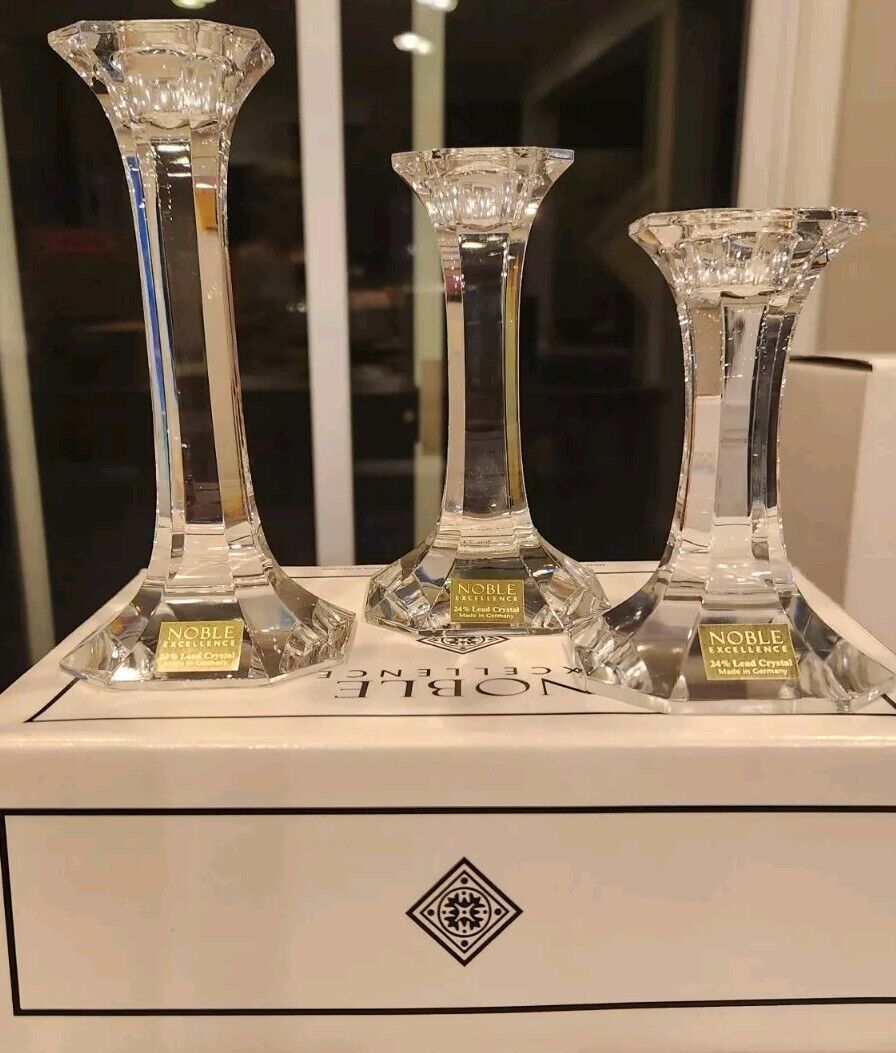 Noble Excellence Set of 3 Candleholders - Crystal Glass