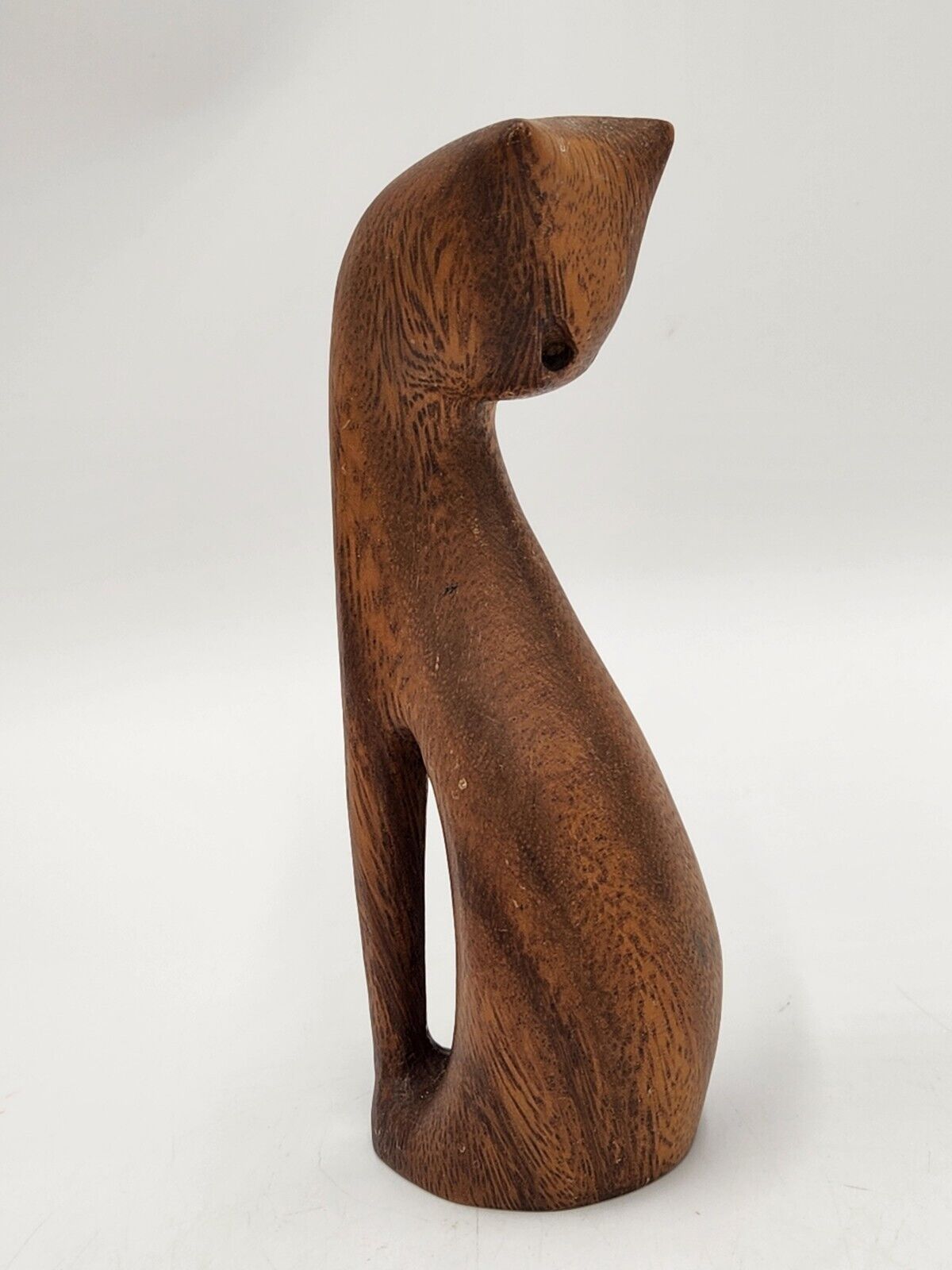 Vintage Danish Teak Wood Cat Figurine Sitting MCM 6.5