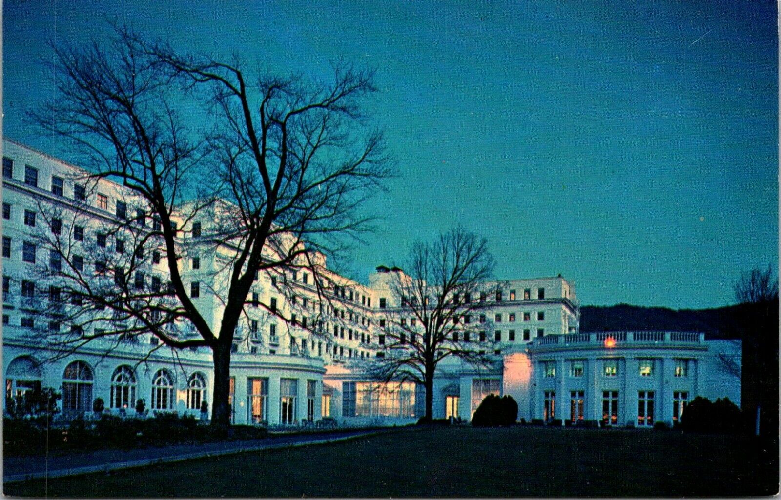 Vintage West Virginia Postcard Greenbrier White Sulphur Springs Resort Night 