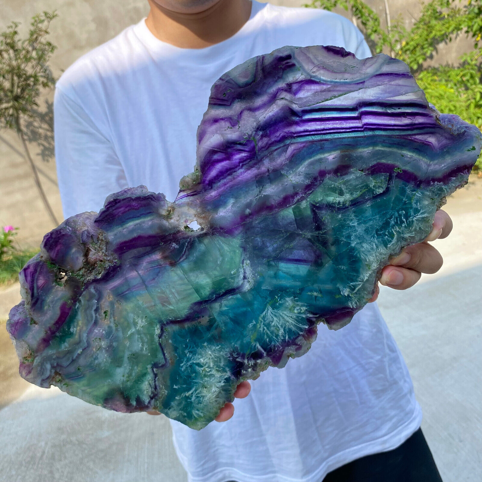 5.7lb Natural beautiful Rainbow Fluorite Crystal Rough stone specimens cure