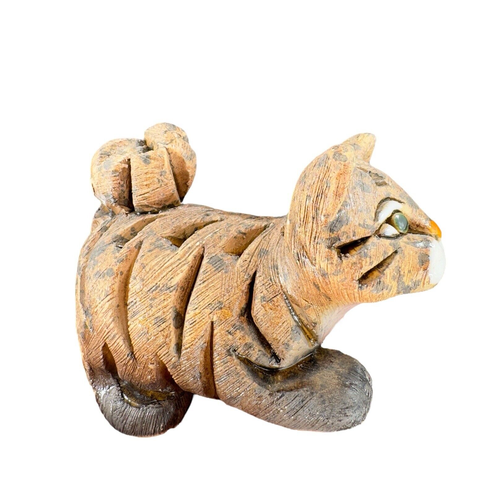 Artesania Rinconada Figurine Made In Uruguay Marked Whimsical Tabby Kitty Cat