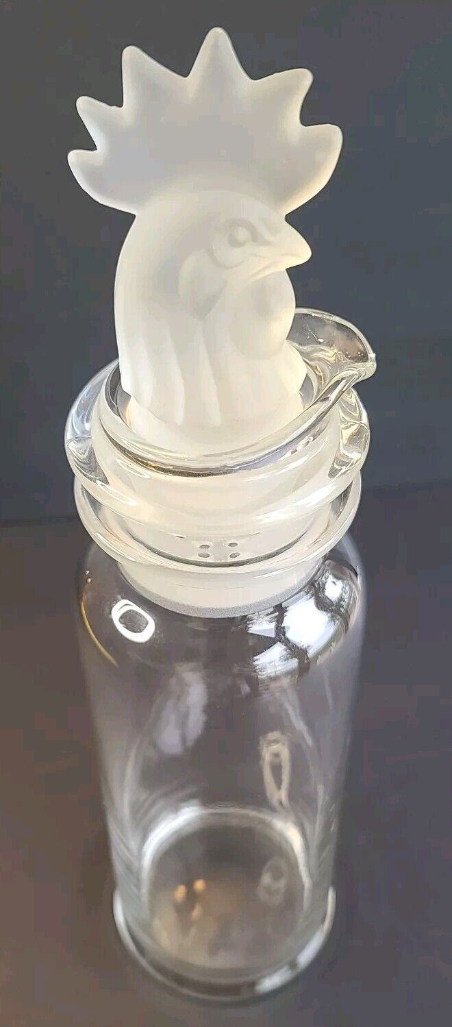 Vtg Glass Heisey Rooster Cocktail Shaker RARE FROSTED 1930-50s Excellent Cond.
