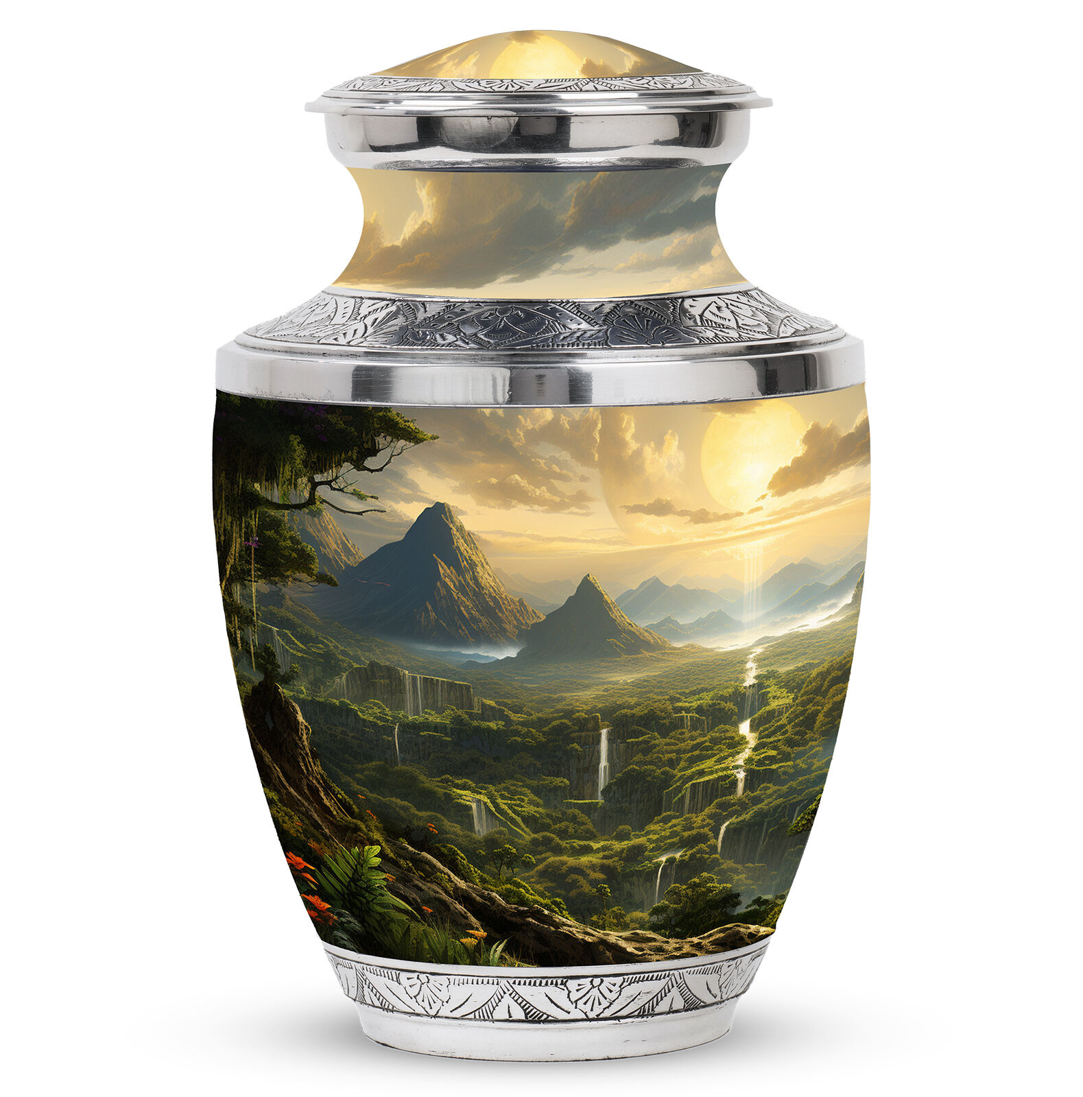 Ashes Urns Human Bird's Eye View Of The Rainforest (10 Inch) Large Urn