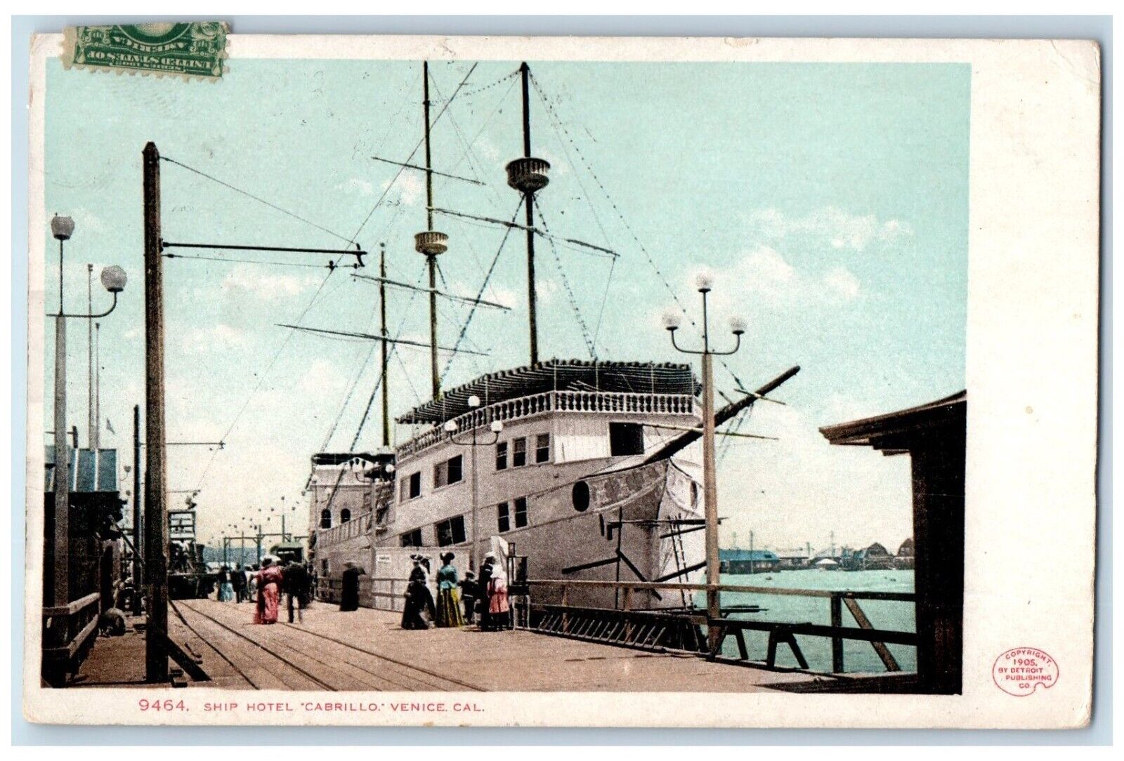 1908 Shore Lake Ship Hotel Cabrillo Venice California Antique Vintage Postcard