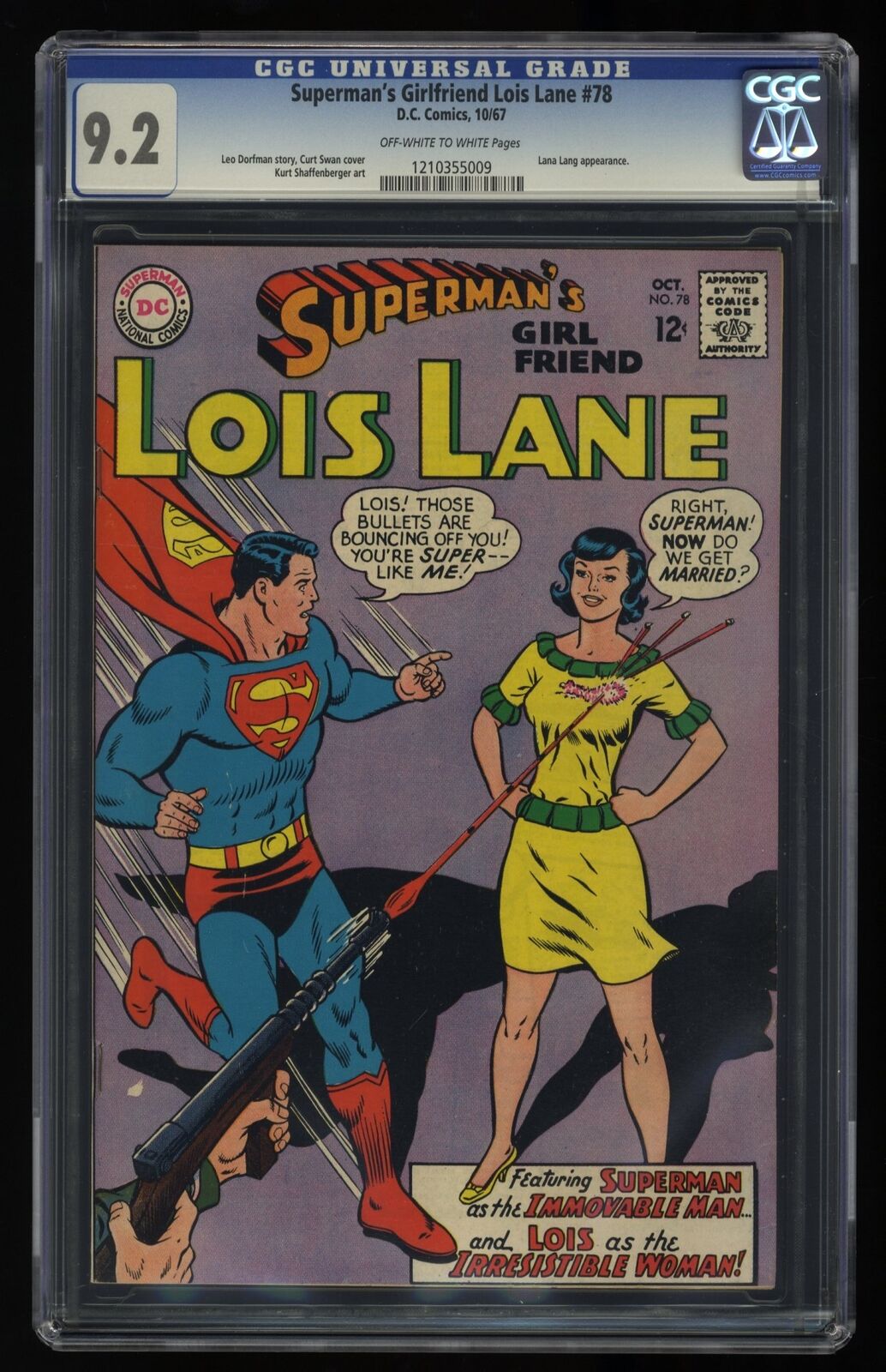 Superman\'s Girl Friend, Lois Lane #78 CGC NM- 9.2 Off White to White DC Comics