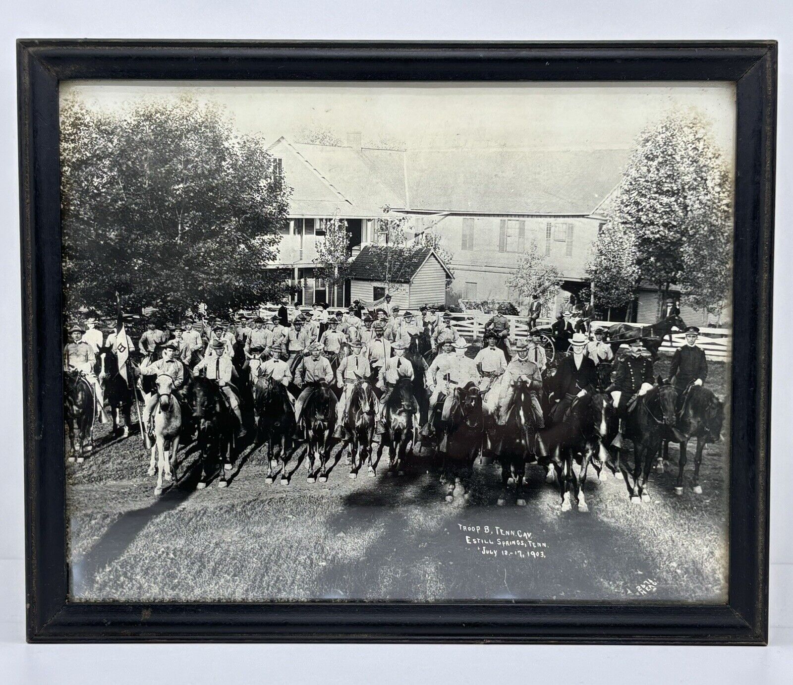 Antique 1903 Tennessee Cavalry Troop B Framed Photograph Estill Springs 7 X 9
