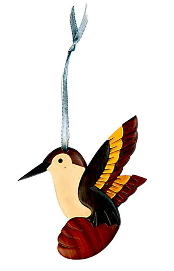 Hummingbird - Double-sided Wood Intarsia Christmas Tree Ornament - Bird theme