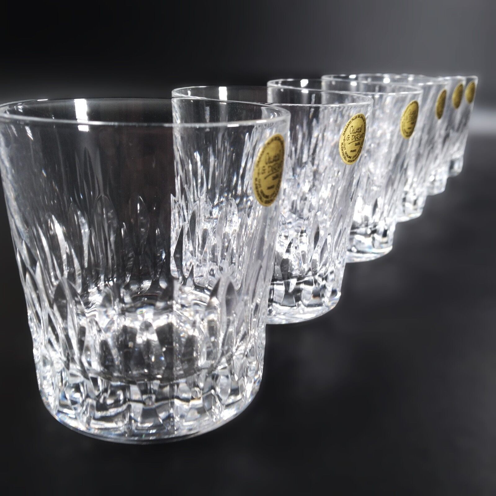 NEW 6 Pc J.G. Durand JUAN Crystal Old Fashioned Glasses Clear Whiskey Tumblers