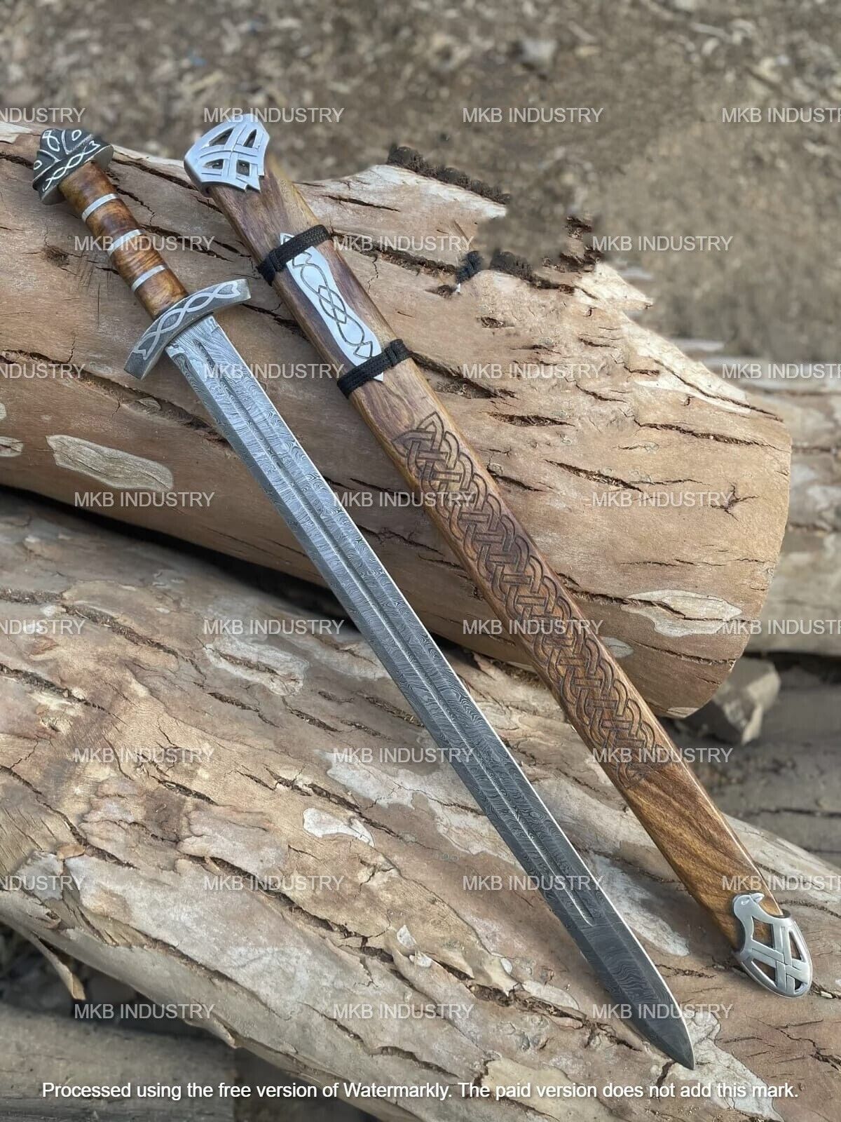 Northmen Damascus Sword, Medieval Viking Sword NORTHMEN Sword With Scabbard