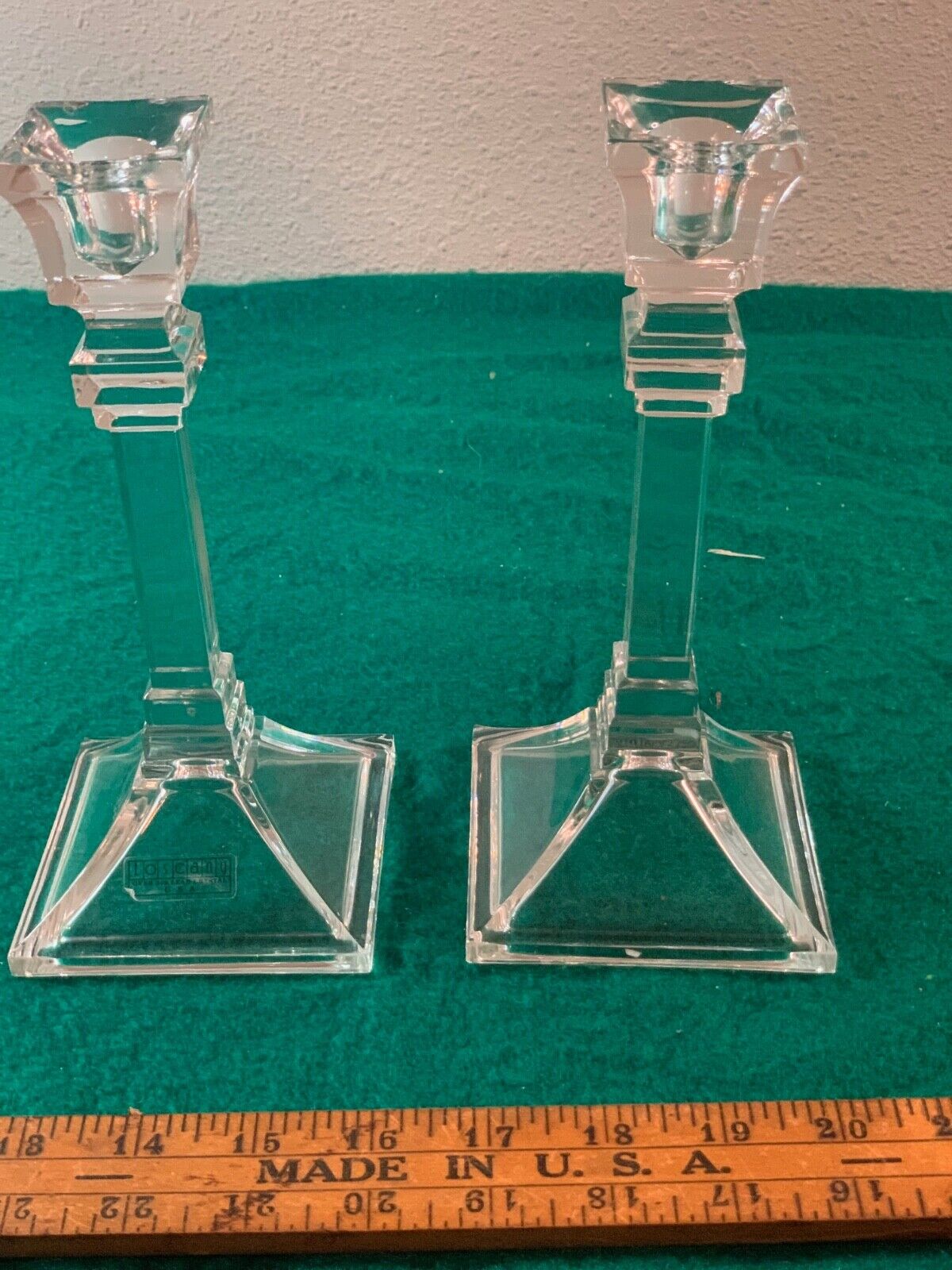 Vintage Toscany Pair of Lead Crystal Candle Taper Sticks 8”