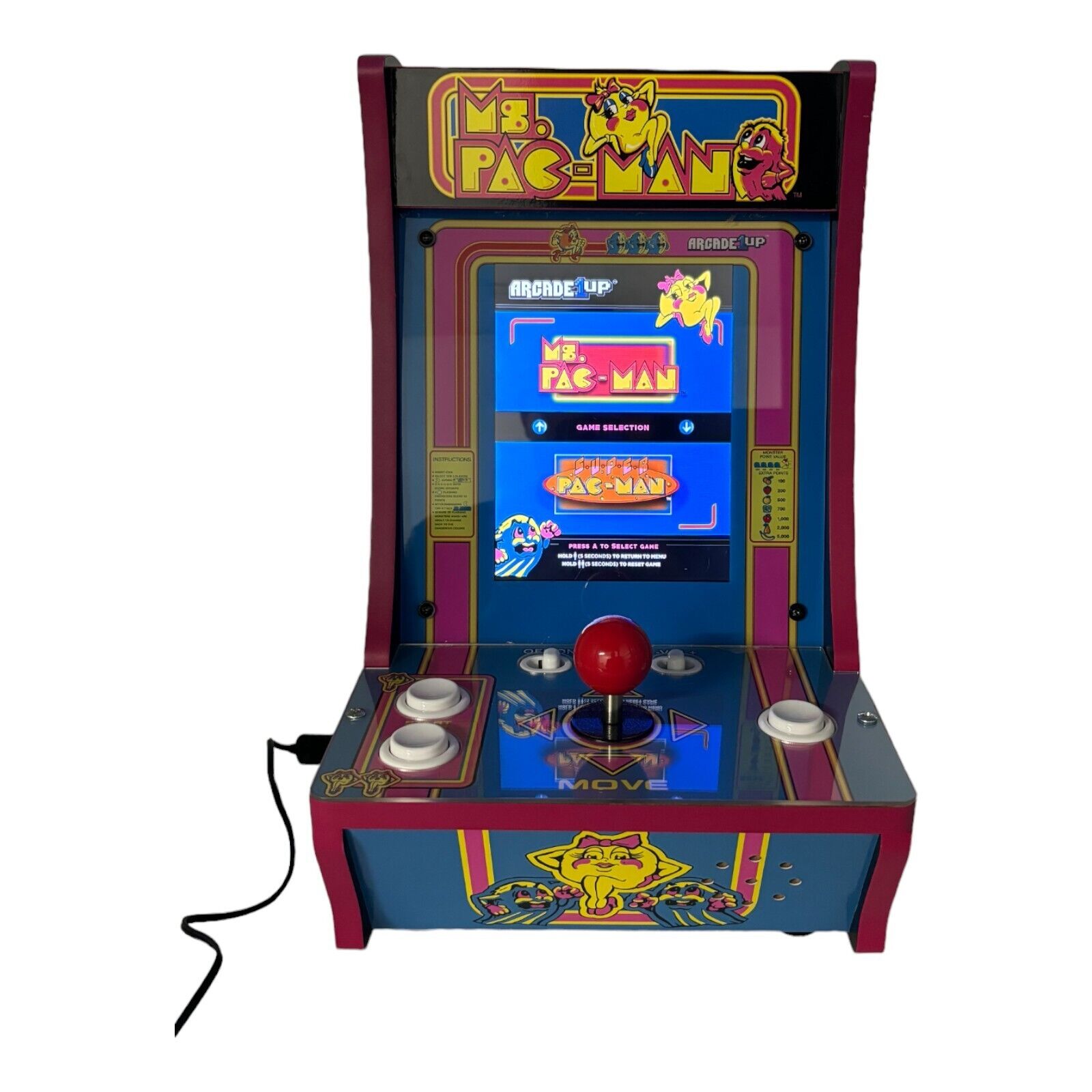 Arcade1Up Countercade Ms. Pac-Man & Super Pac-Man Tabletop Arcade Cabinet Tested