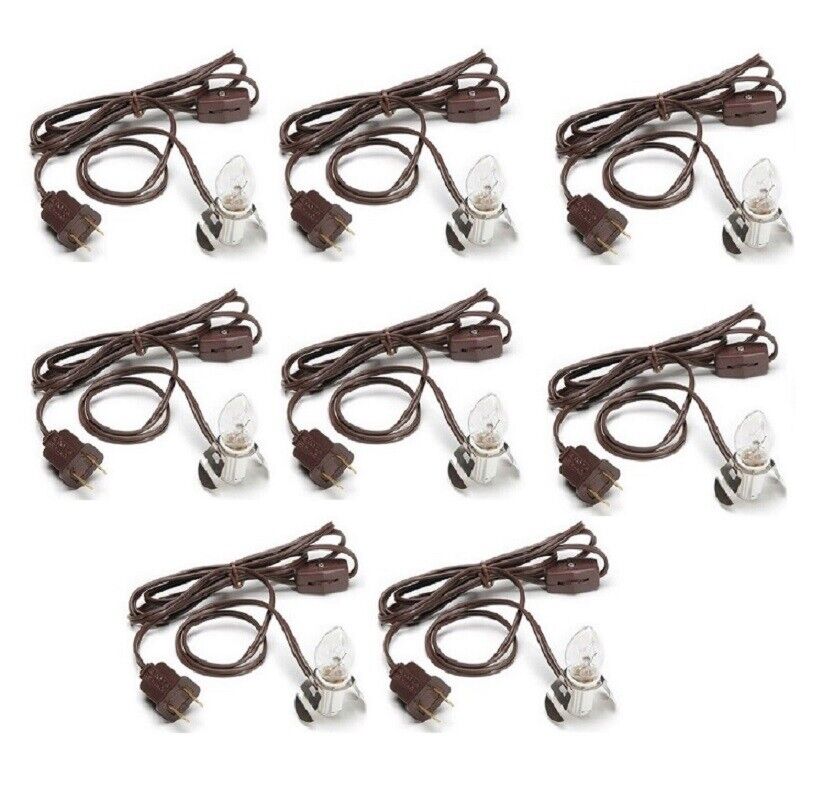 Lot of 40 cords Brown Clip Lamp Light 6' Electric Cord with Socket on/off Switch