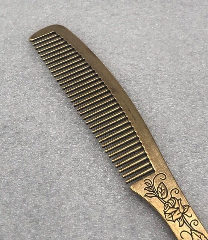 Antique Asian Vintage Solid Brass Comb-Handmade Fortune Lucky Gift