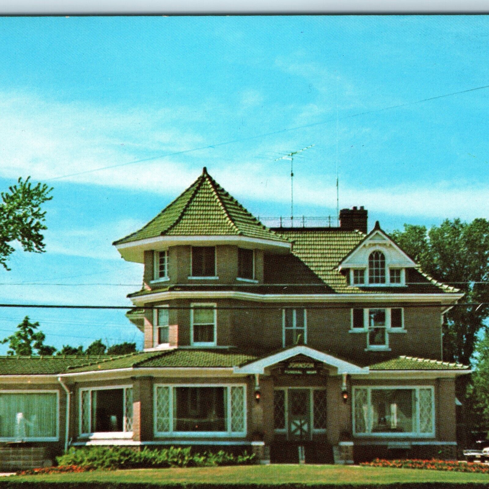 c1960s Centerville, IA Johnson Funeral Home Victorian House Queen Anne Roof A224