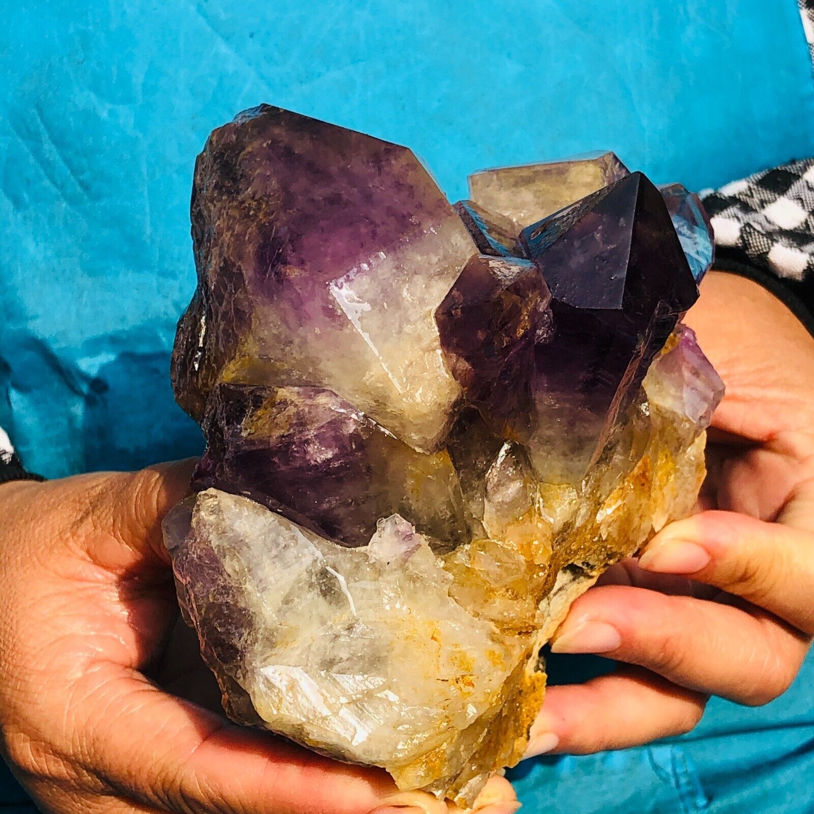 2.17LB Natural Amethyst Cluster Purple Quartz Crystal Rare Mineral Specimen 1865