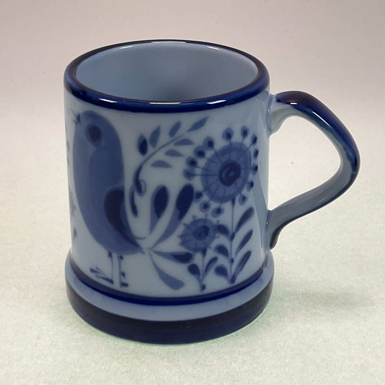 Nordic Blue CJ Peterson Hand Painted Coffee Cup Mug Bird - Vintage