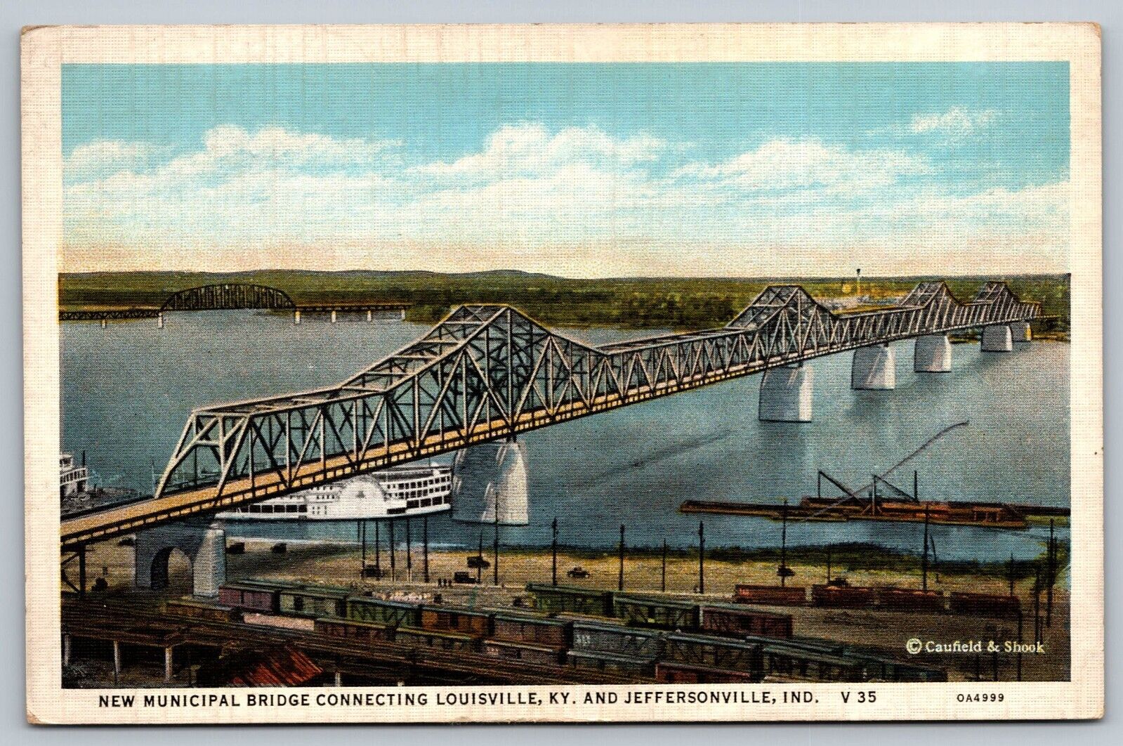 NEW MUNICIPAL BRIDGE CONNECTING LOUISVILLE, KY.  Postcard