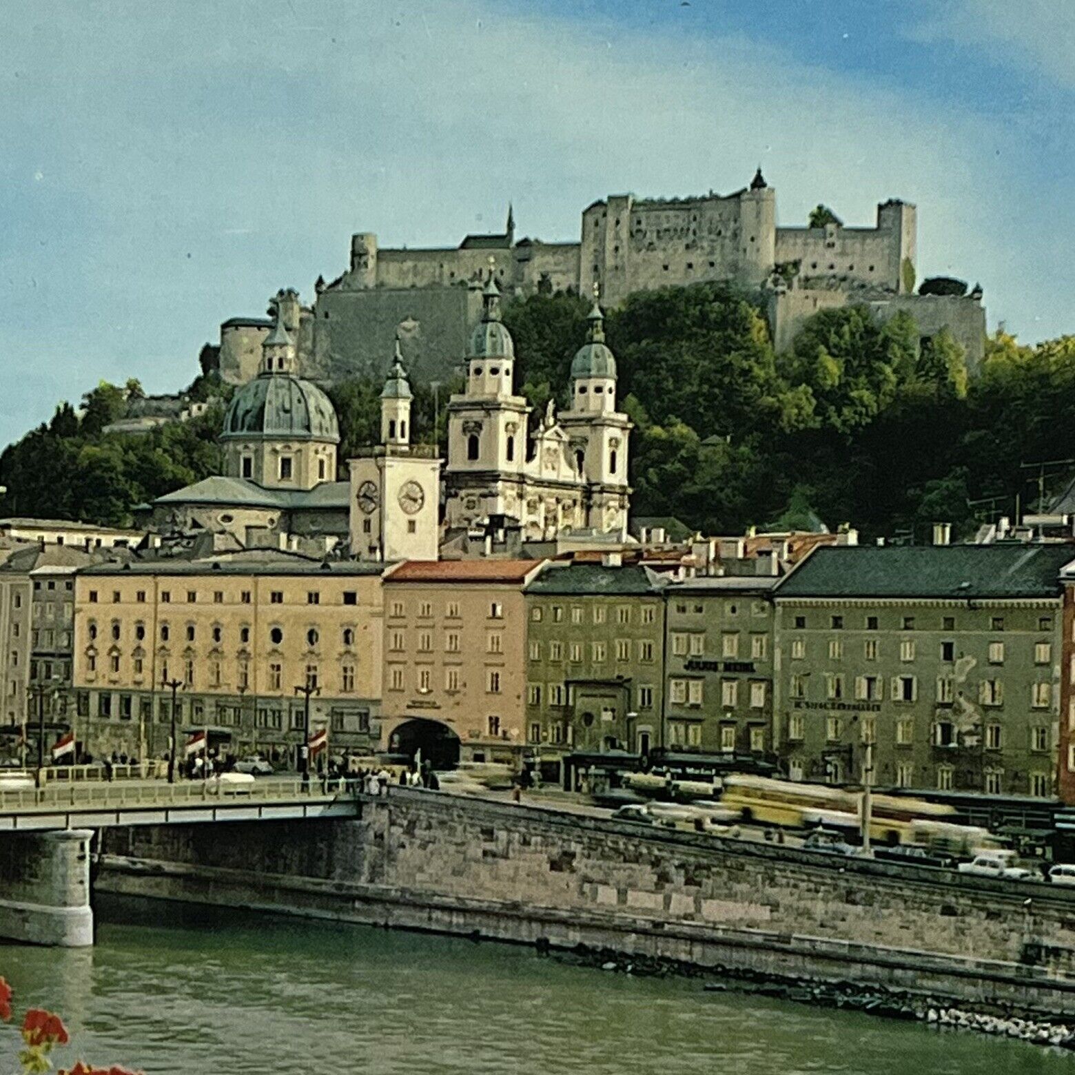 Fortress Bridge Vintage Postcard Europe Festival City  Salzburg ⭐️ Unposted