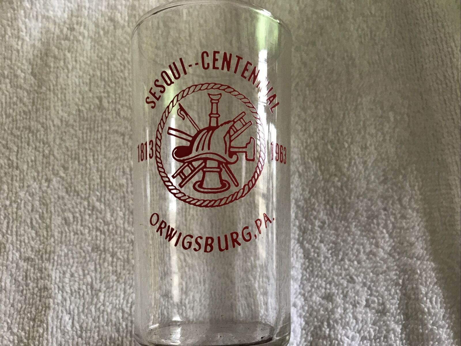 1963 VINTAGE SESQUI- CENTENNIAL SOUVENIR GLASS, ORWIGSBURG, PA.