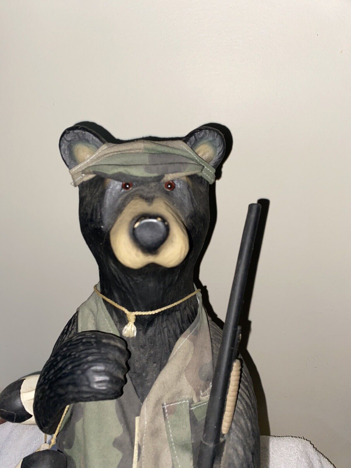The Hadley Collection Camo Bear 17” Tall + Base.  Figurine Bear Hunter