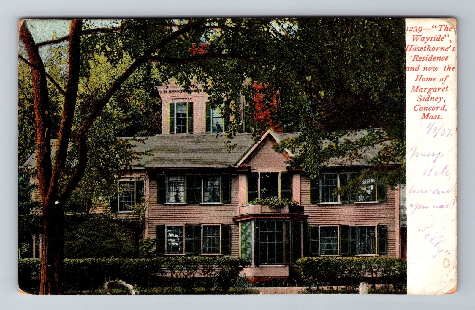 Concord MA-Massachusetts, Hawthorne's Residence, Wayside, c1907 Vintage Postcard