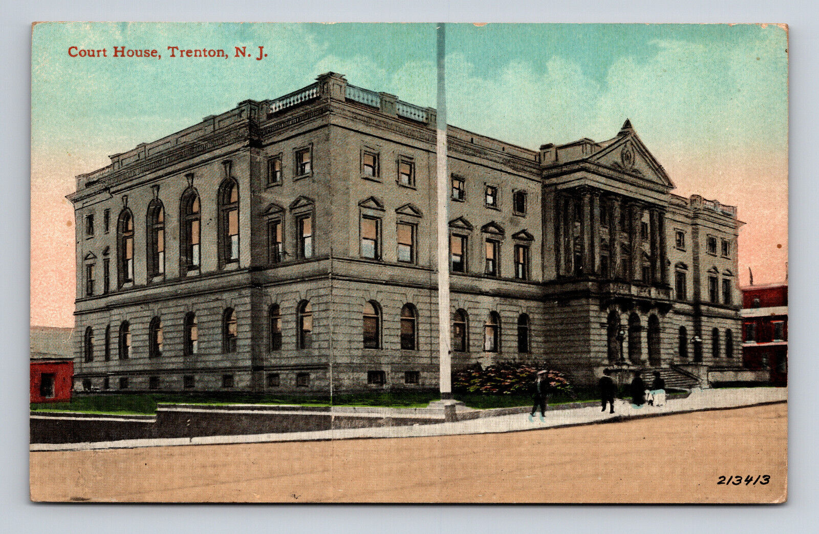 Court House Trenton New Jersey Divided Back Postcard Posted 1916 Washington 1c